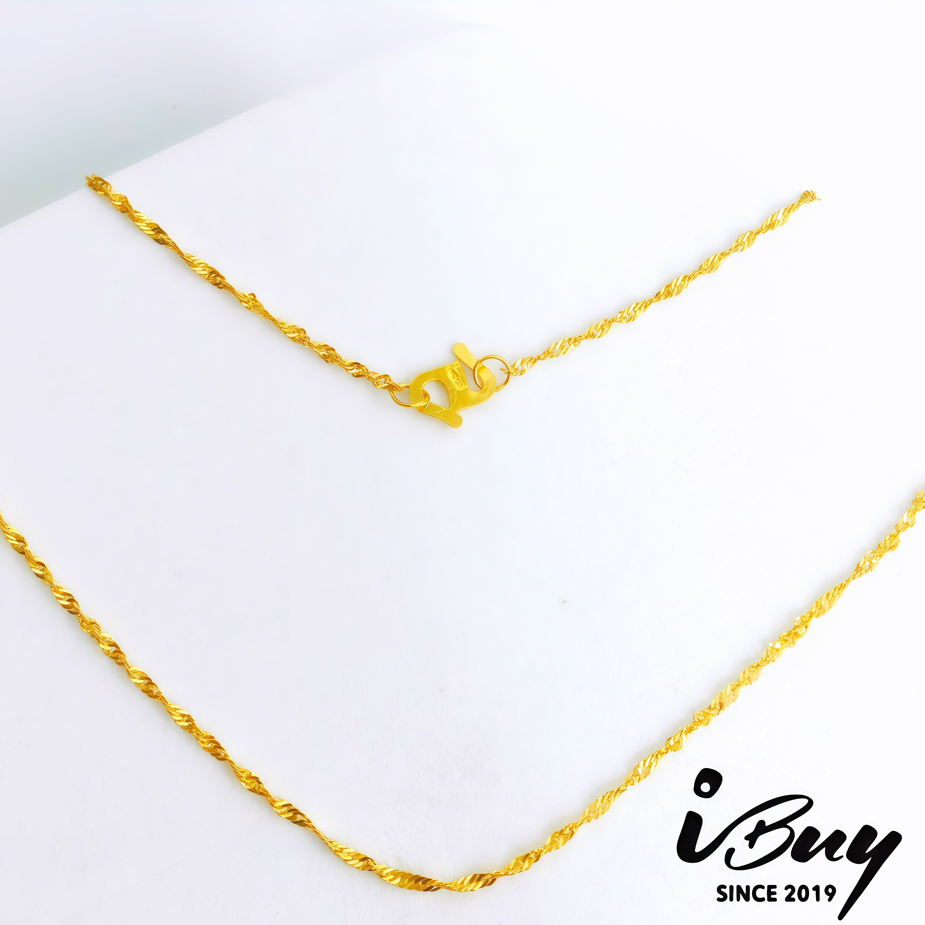 916 GOLD 0.5MM DISCO CHAIN NECKLACE 916 金 0.5MM 水波项链