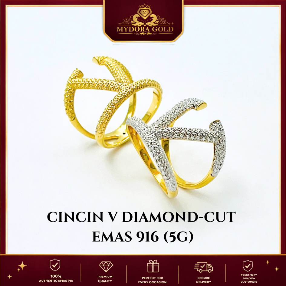 MYDORA EMAS 916 Cincin V Diamond-Cut (5G) l EMAS 916/22K