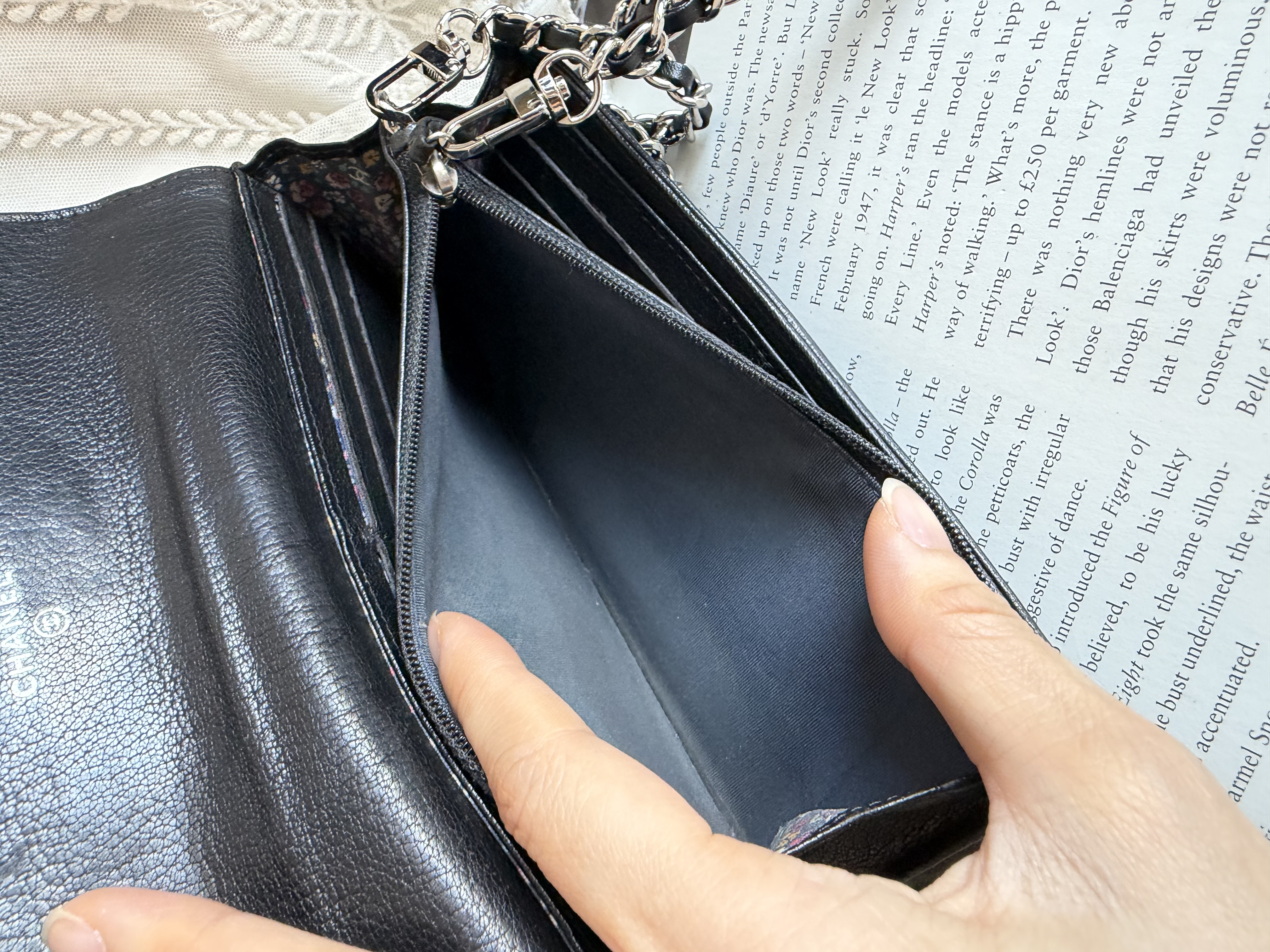 Chanel black leather wallet 