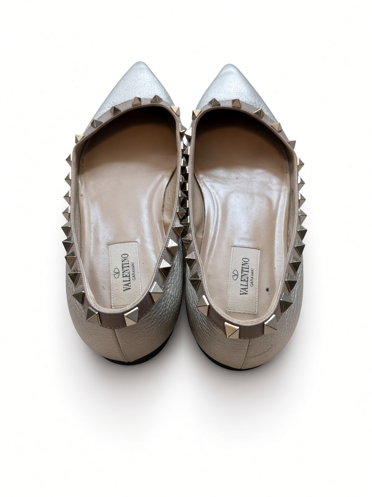 ［Preloved] New Valentino Garavani Rockstud silver pointed flats