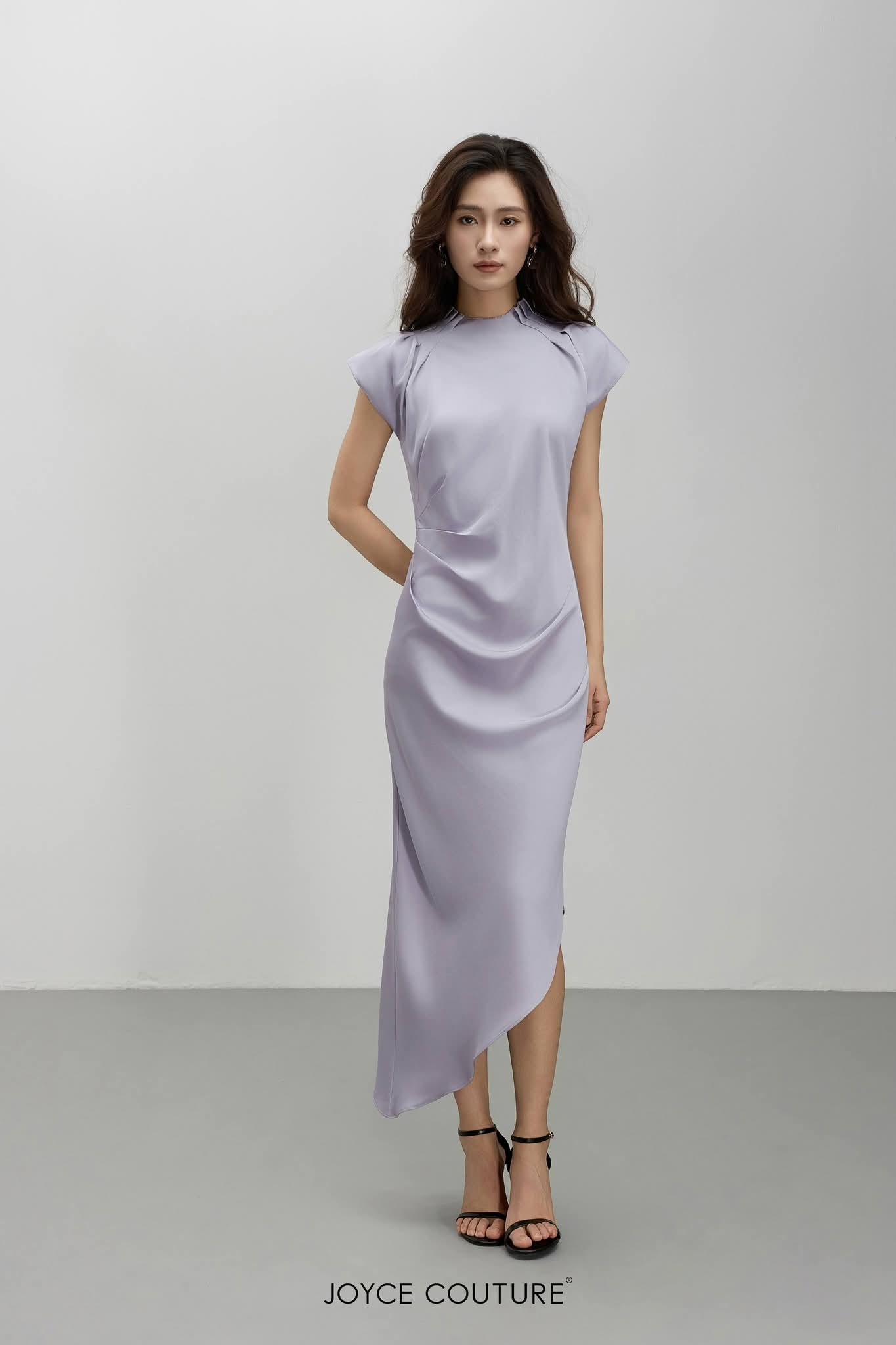 法式袖中长连衣裙 D0332