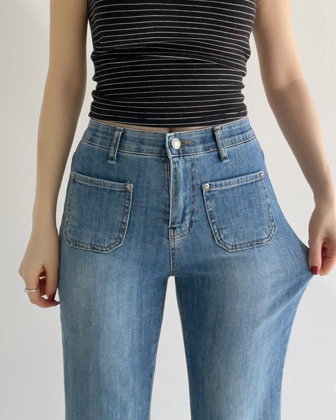 雙袋小喇叭牛仔褲