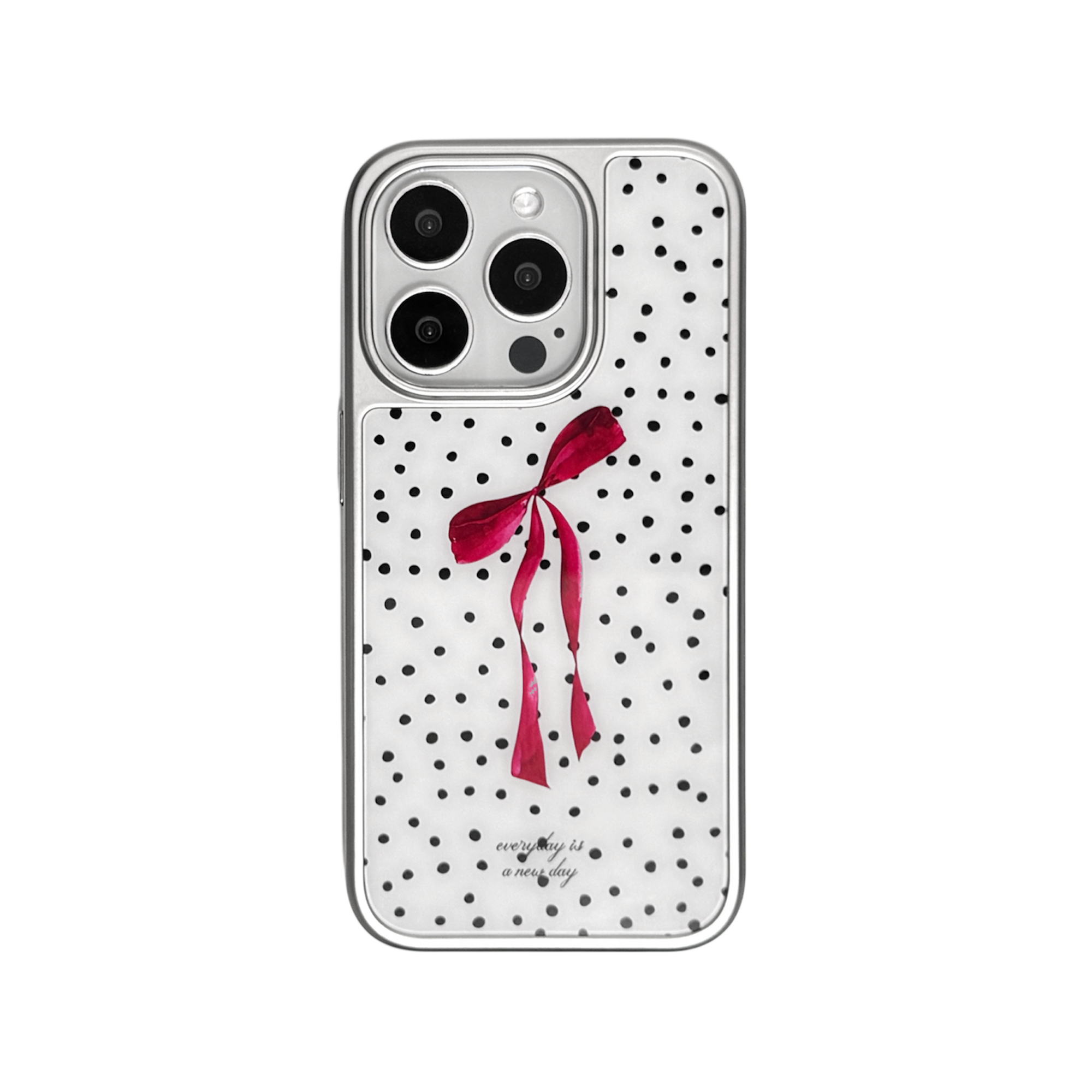 【Rosé Parisien Bow with Dots】銀框亮面MagSafe iPhone Case