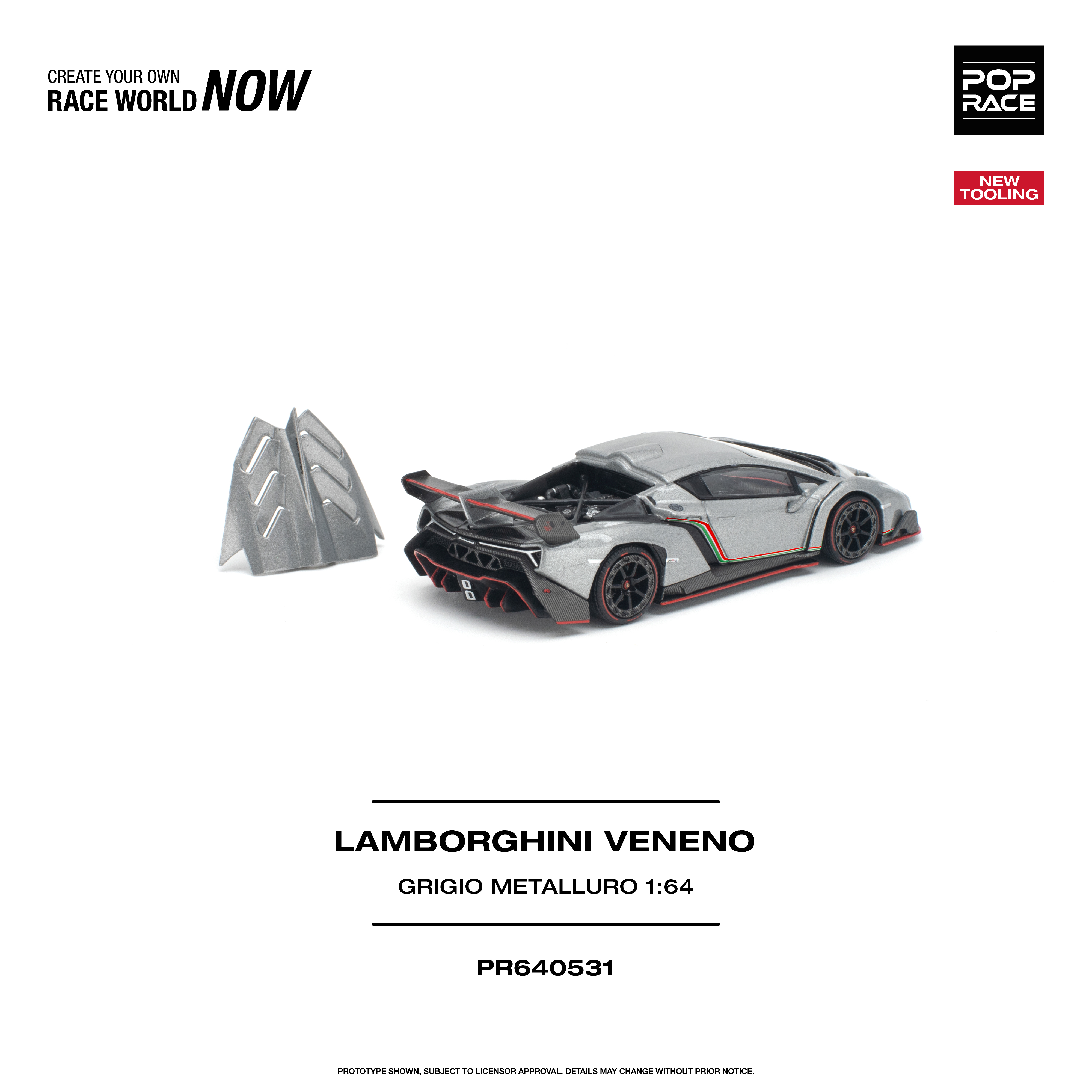 (預訂 Pre Order) POP RACE (PR640531)  LAMBORGHINI VENENO GRIGIO METALLURO | POPRACE 預訂優惠價 $130
