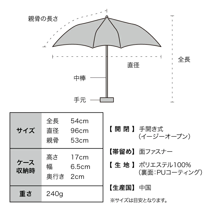 【日本直送】Wpc. IZA Compact 降溫縮骨遮｜晴雨兩用・激減 14.7°C (240g)