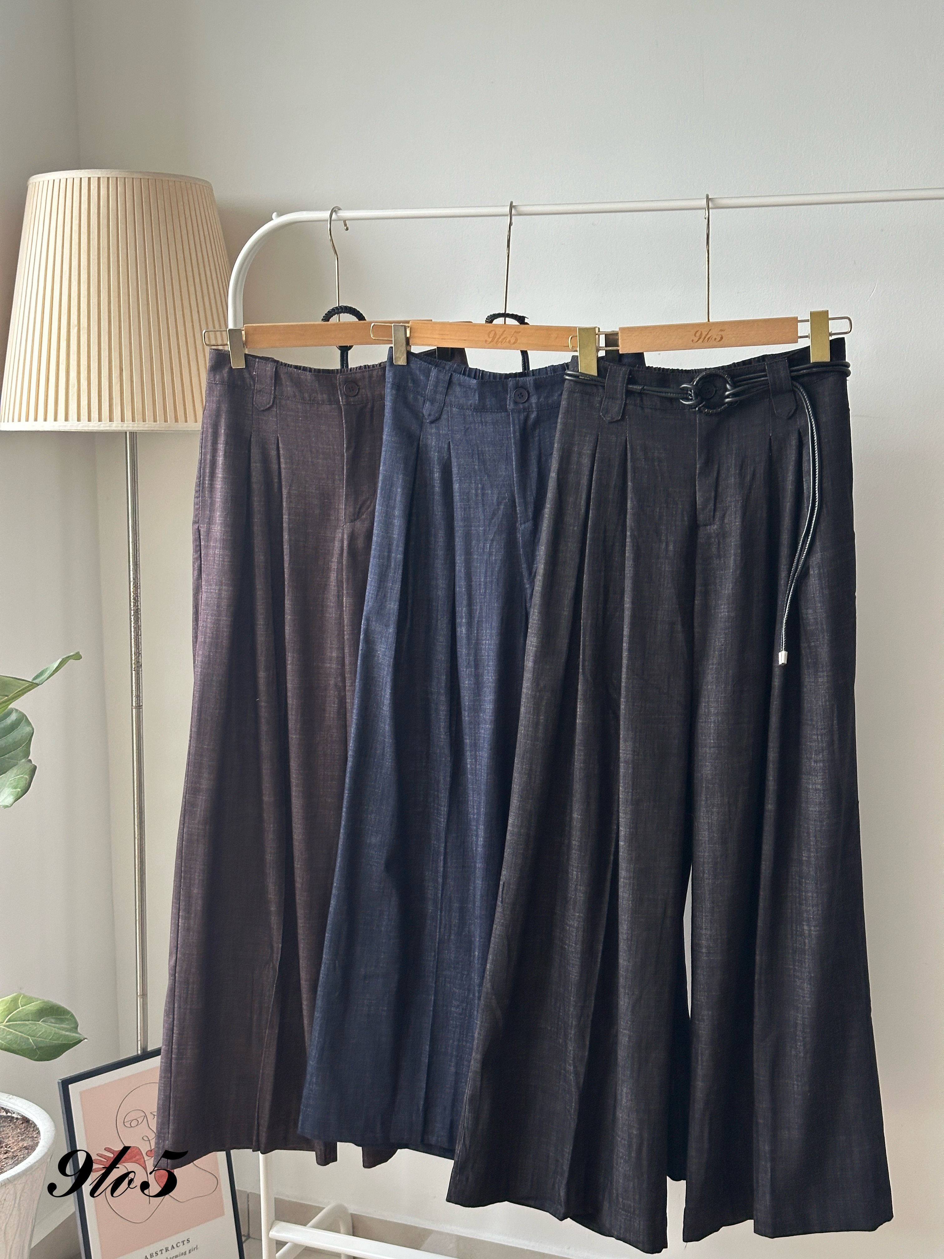 S1825 Wide Leg Long Pants - 3 Colors 