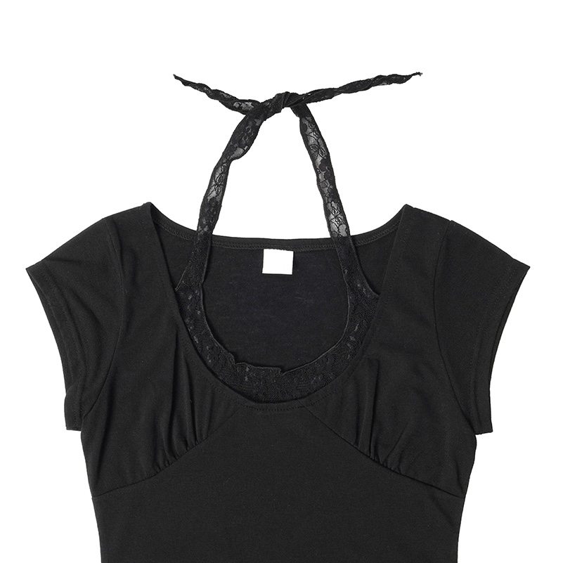 Lace-Trim Halter Layered Top