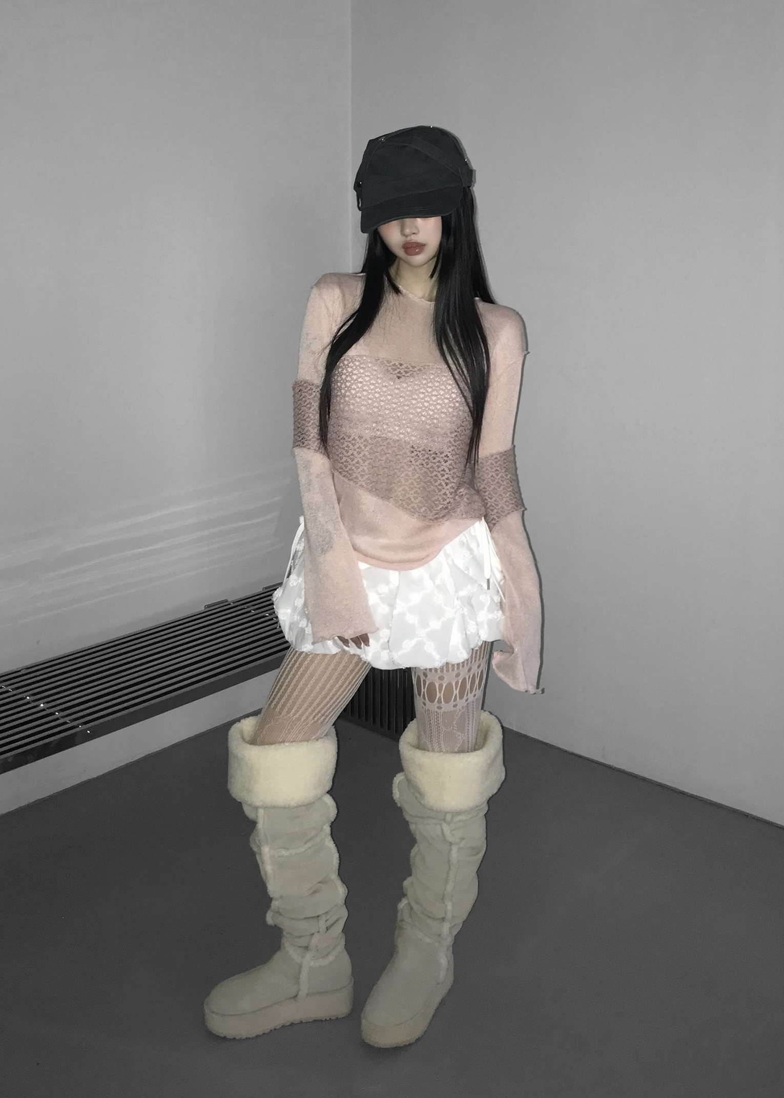 Asymmetrical Sheer Knit Top