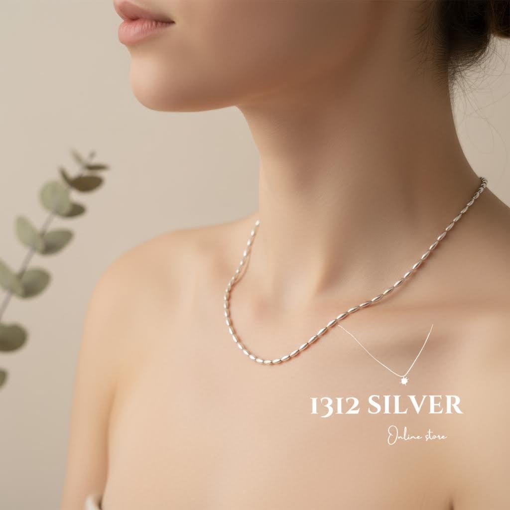 S925 - EN0120 Timeless Silver Olive Bead Necklaces