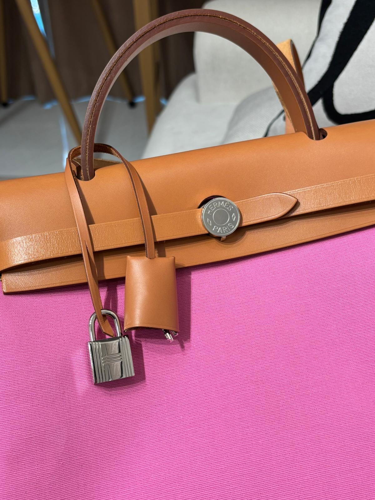 Hermes Herbag 31 Stamp Z Bubble Gum / Rubis / Nature 100%Authentic, 95%New ✅收據✅Key Lock✅Dust bag