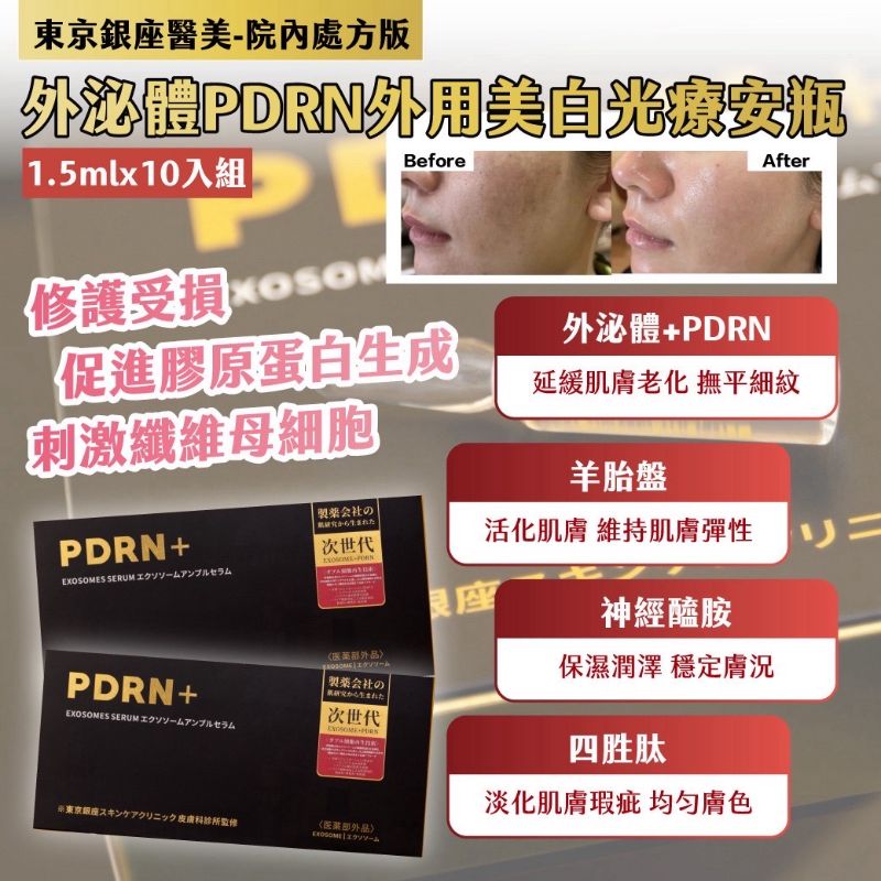 $75盒.2盒起$65盒 .東京銀座醫美 - 院內處方版 外泌體PDRN外用美白光療安瓶