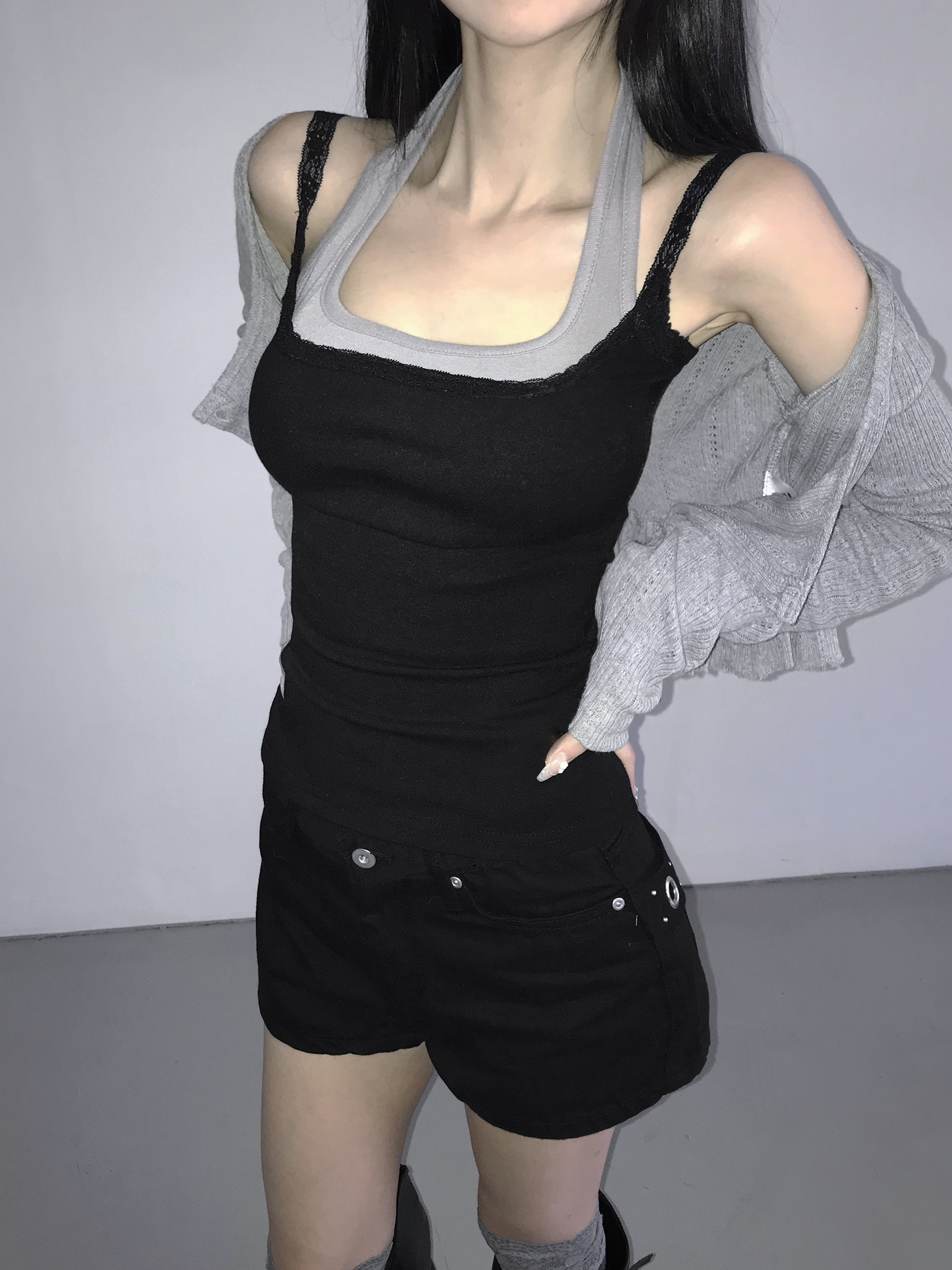 Grommet Belt Mini Shorts