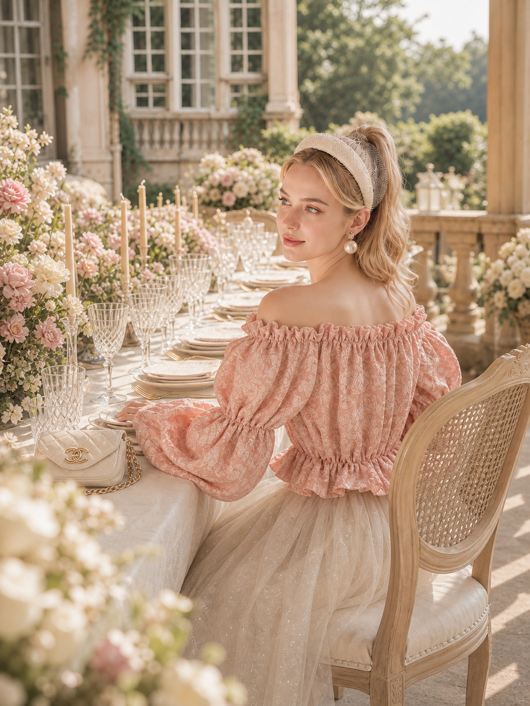 維多利亞粉紅玫瑰盛放泡泡袖公主禮服 Victorian Rose Petal Ballad Gown 