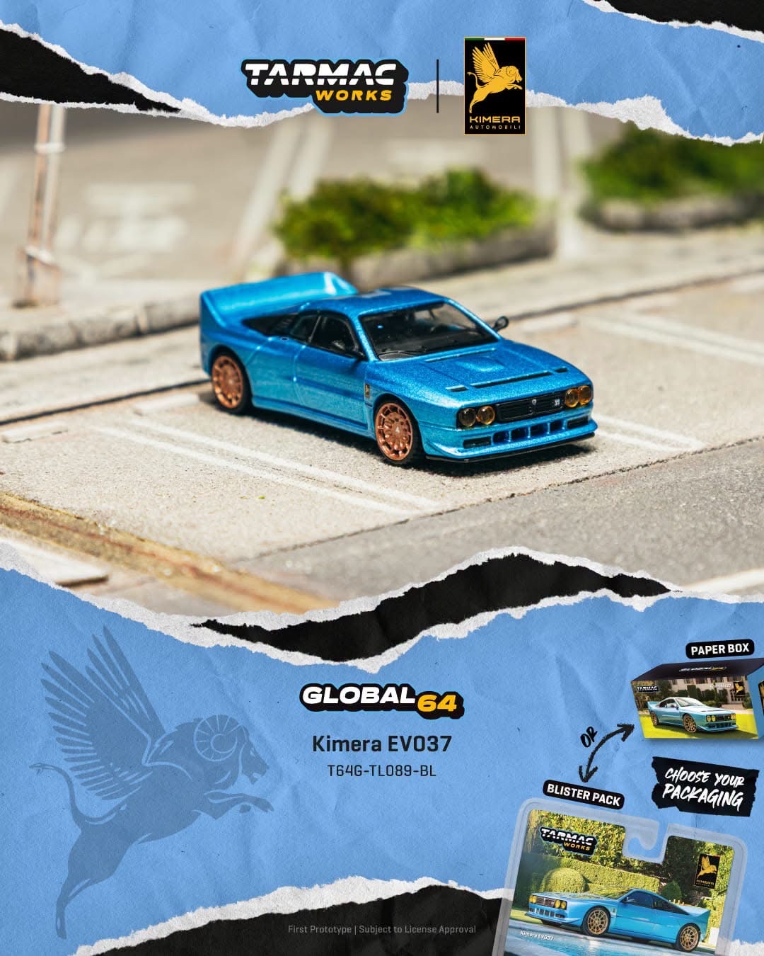 （預訂 Pre Order) Tarmac Works  ( T64G-TL089-BL ) Kimera EVO37 Blue