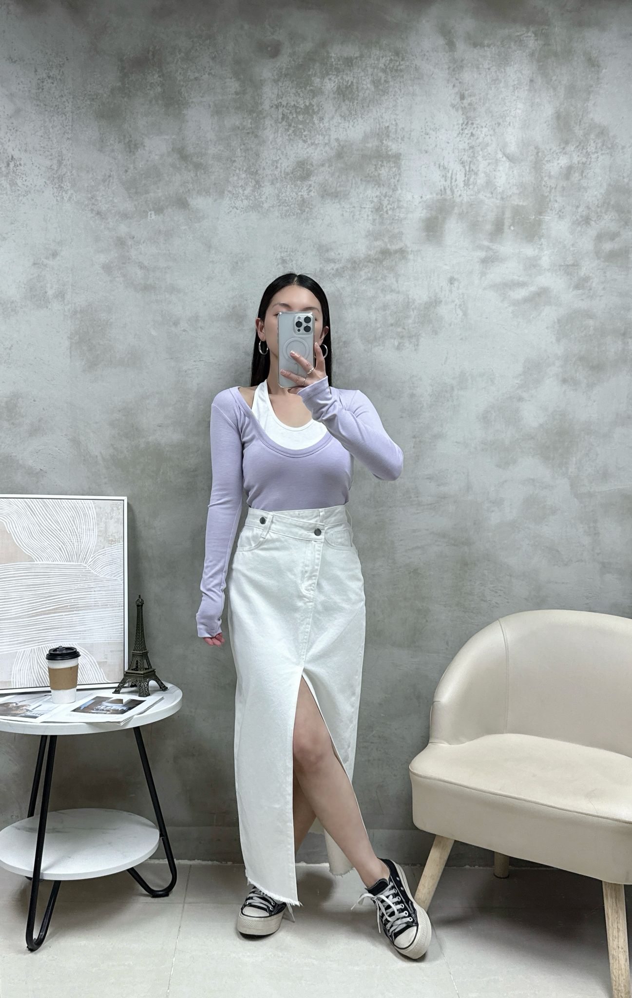 C06 假兩件拼色Top