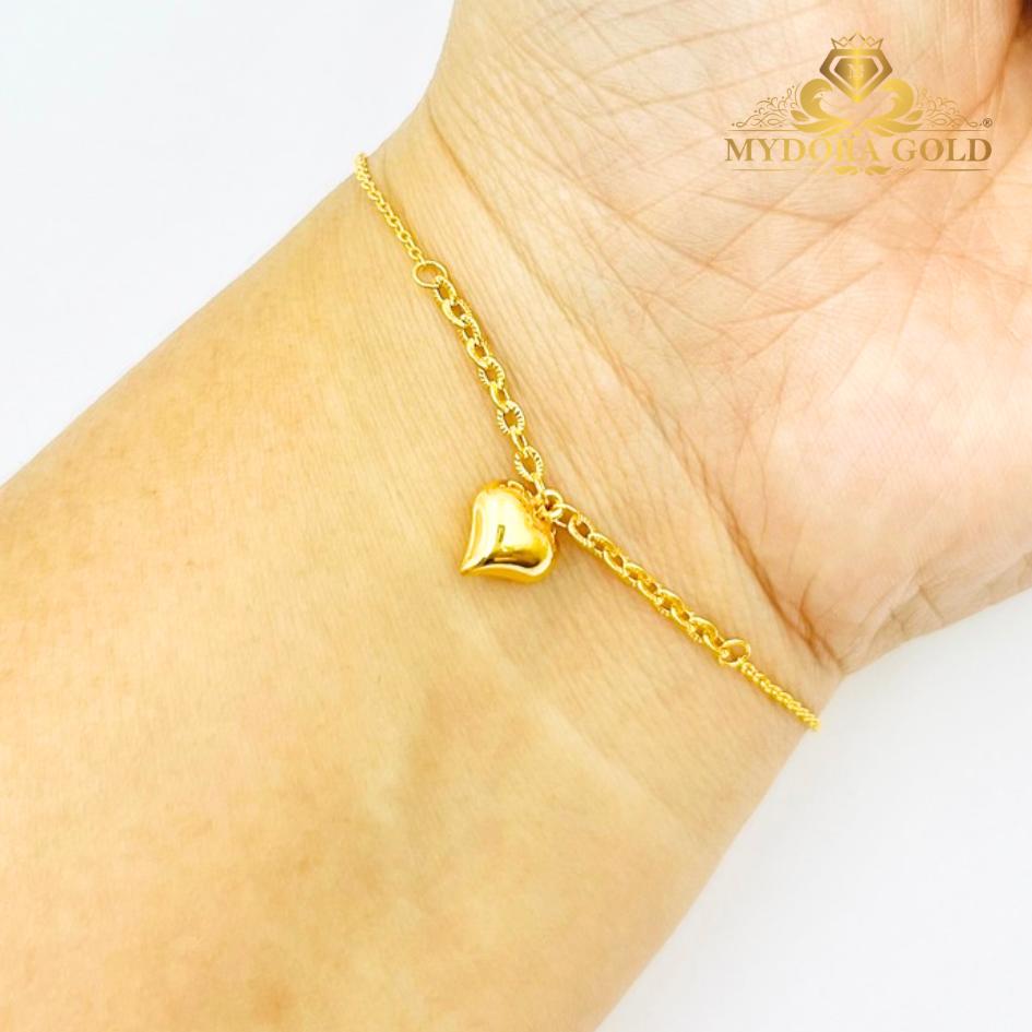 MYDORA Rantai Tangan Sauh Fesyen + Sauh Matahari Gantung Love Gemuk l EMAS 916/22K