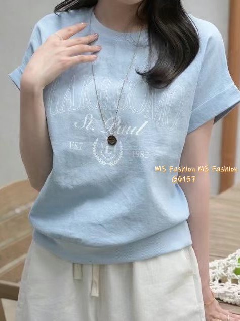 G6157 韓國🇰🇷靚靚字母摺袖top