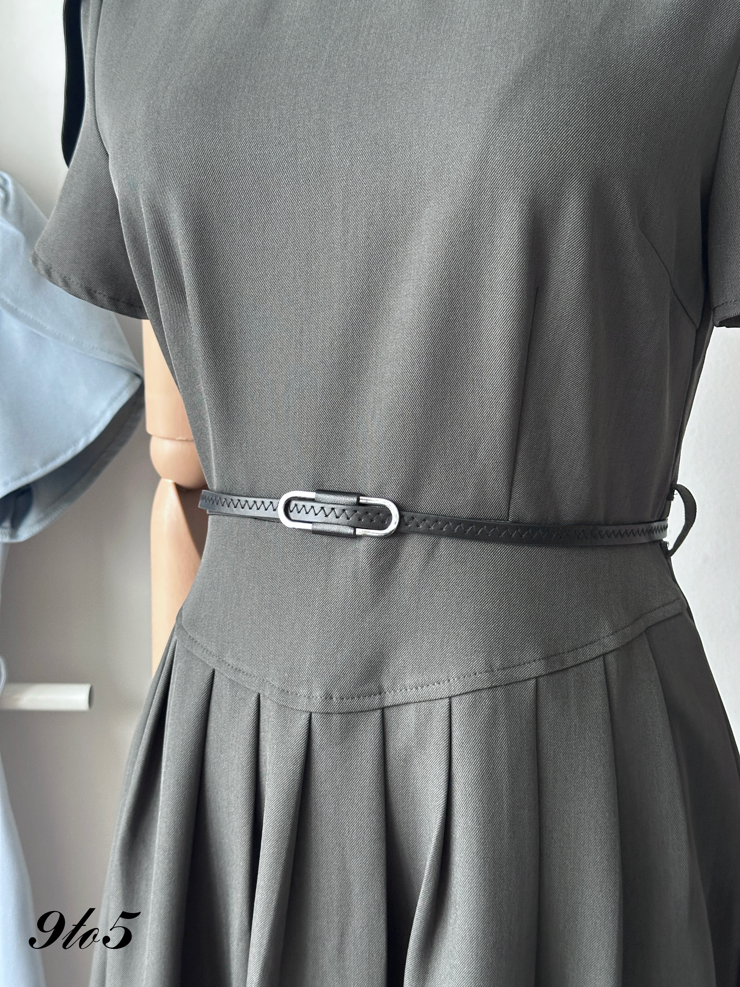 D2369 Puff Sleeve Pleated Dress - 3 Colors 