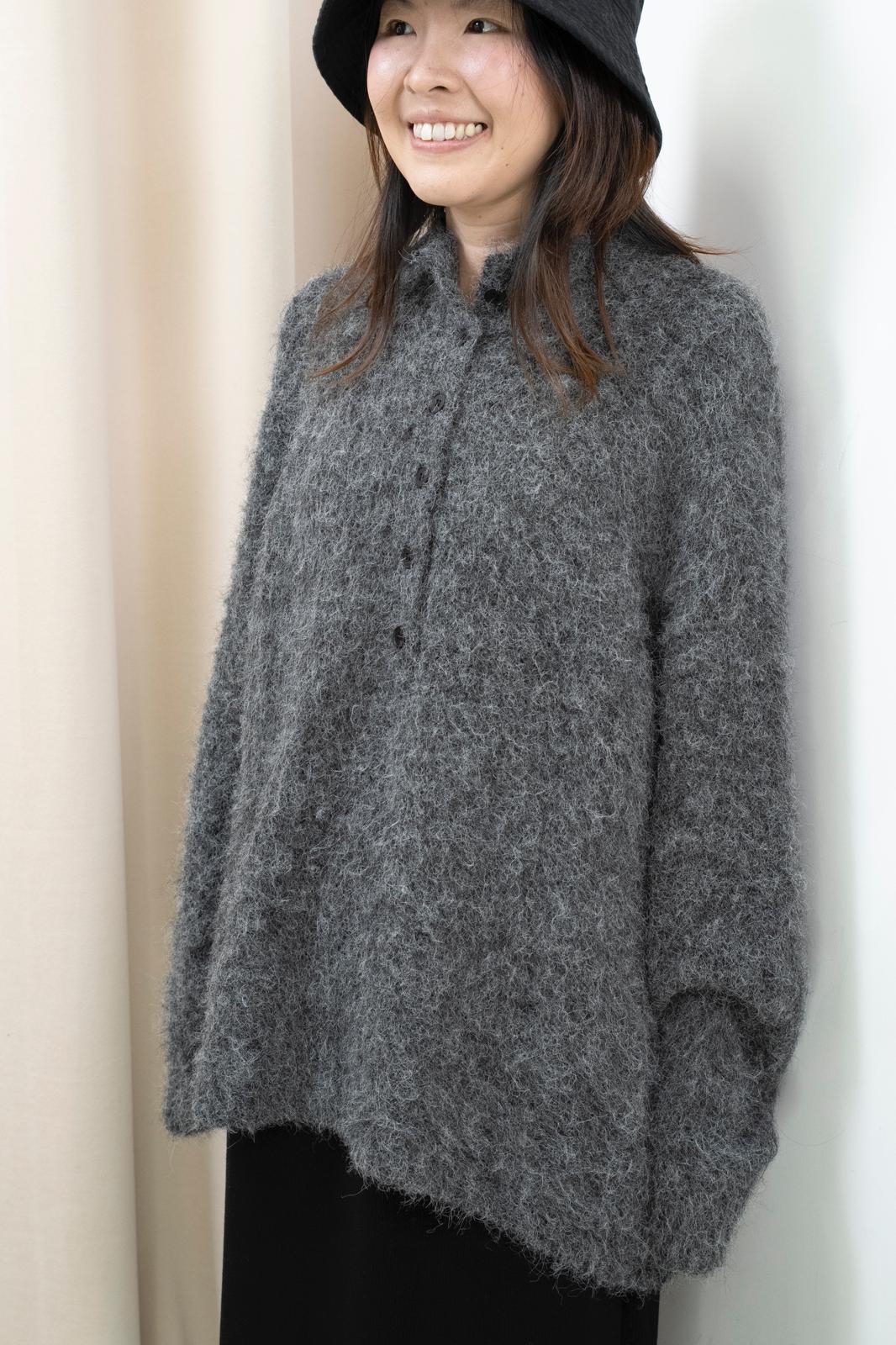 馬海毛鬆鬆針織毛衣（灰色）