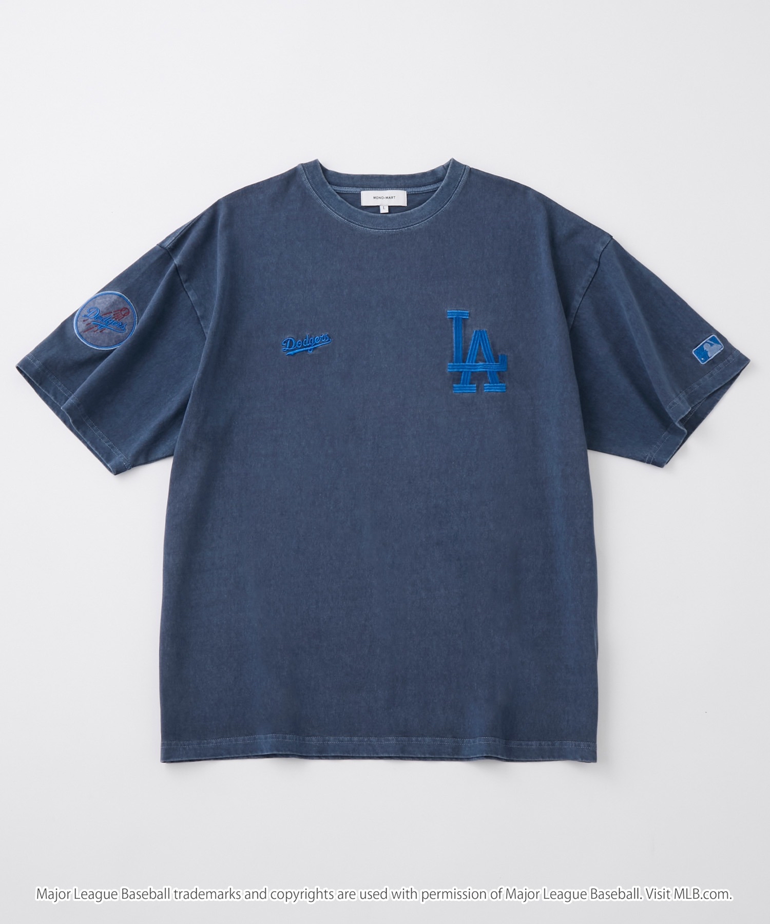日本直送MLB刺繡T恤  MLB/美國職棒大聯盟 定製 徽章刺繡 復古加工短袖T恤男女可穿