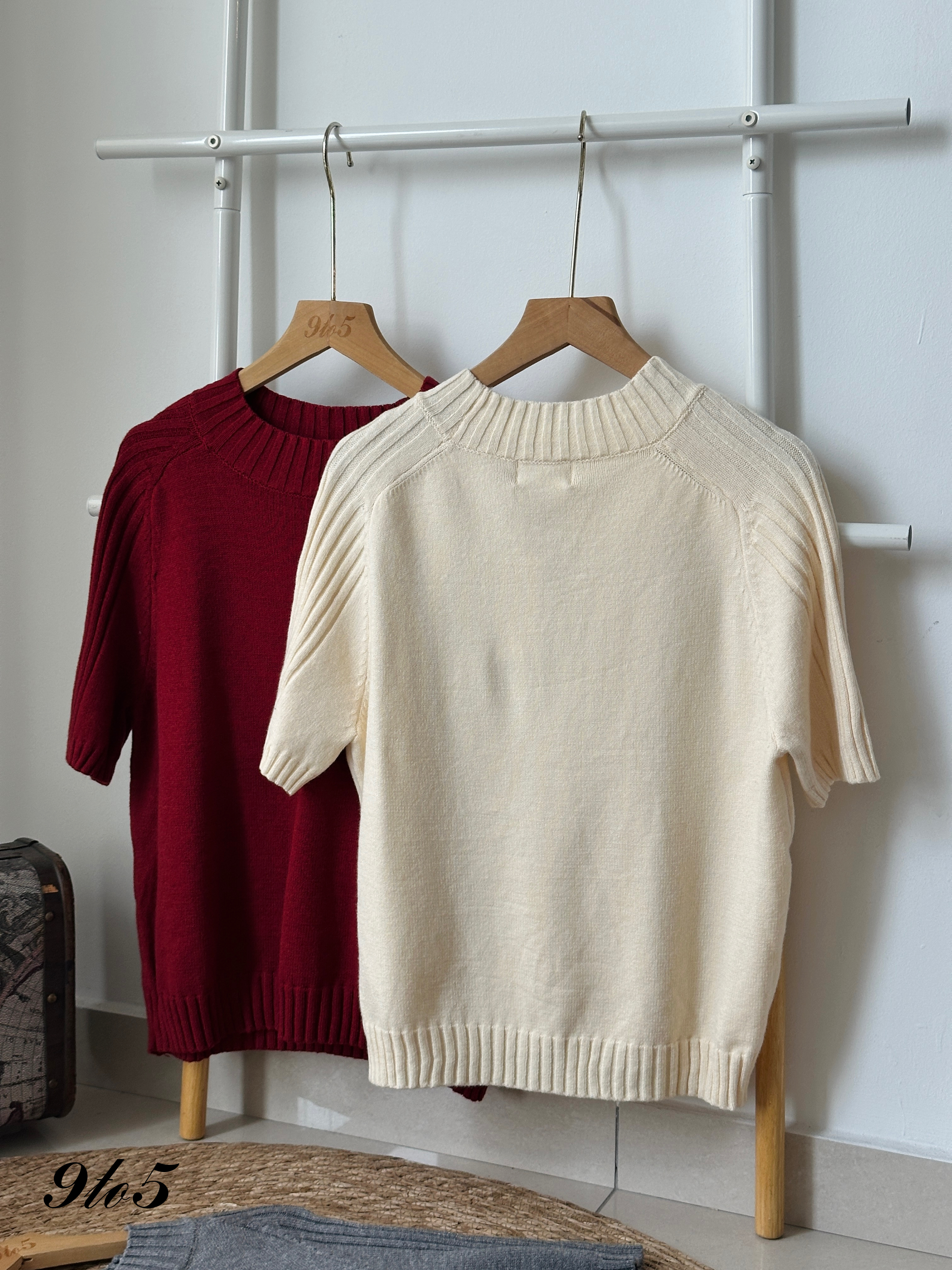 T3939 Round Neck Knit Top - 4 Colors