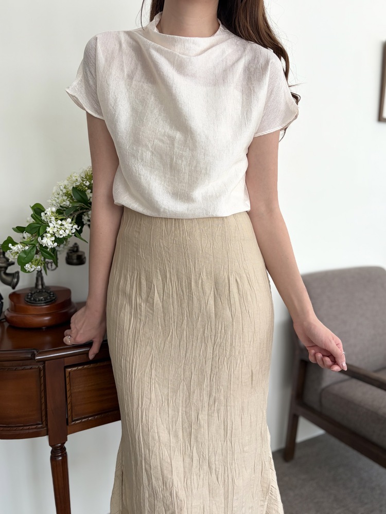 Crinkle Mermaid Skirt (Warm Beige)