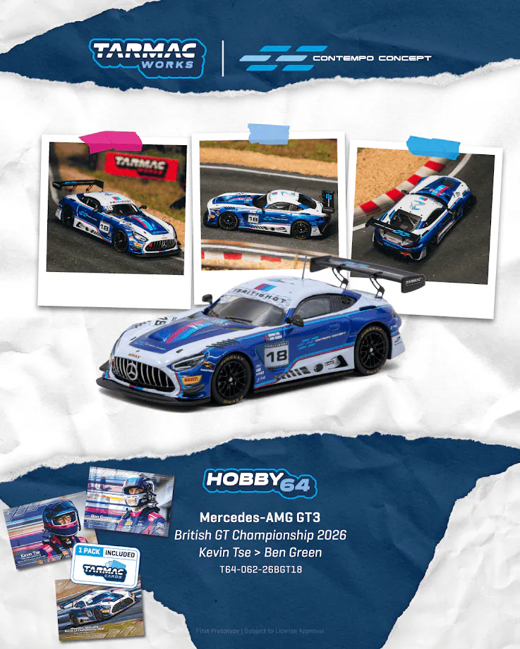 預訂 Tarmac Works ( T64-062-26BGT18 ) Mercedes-AMG GT3 British GT Championship 2026 Kevin Tse｜ 預訂優惠價 Pre-Order Price: HK$179