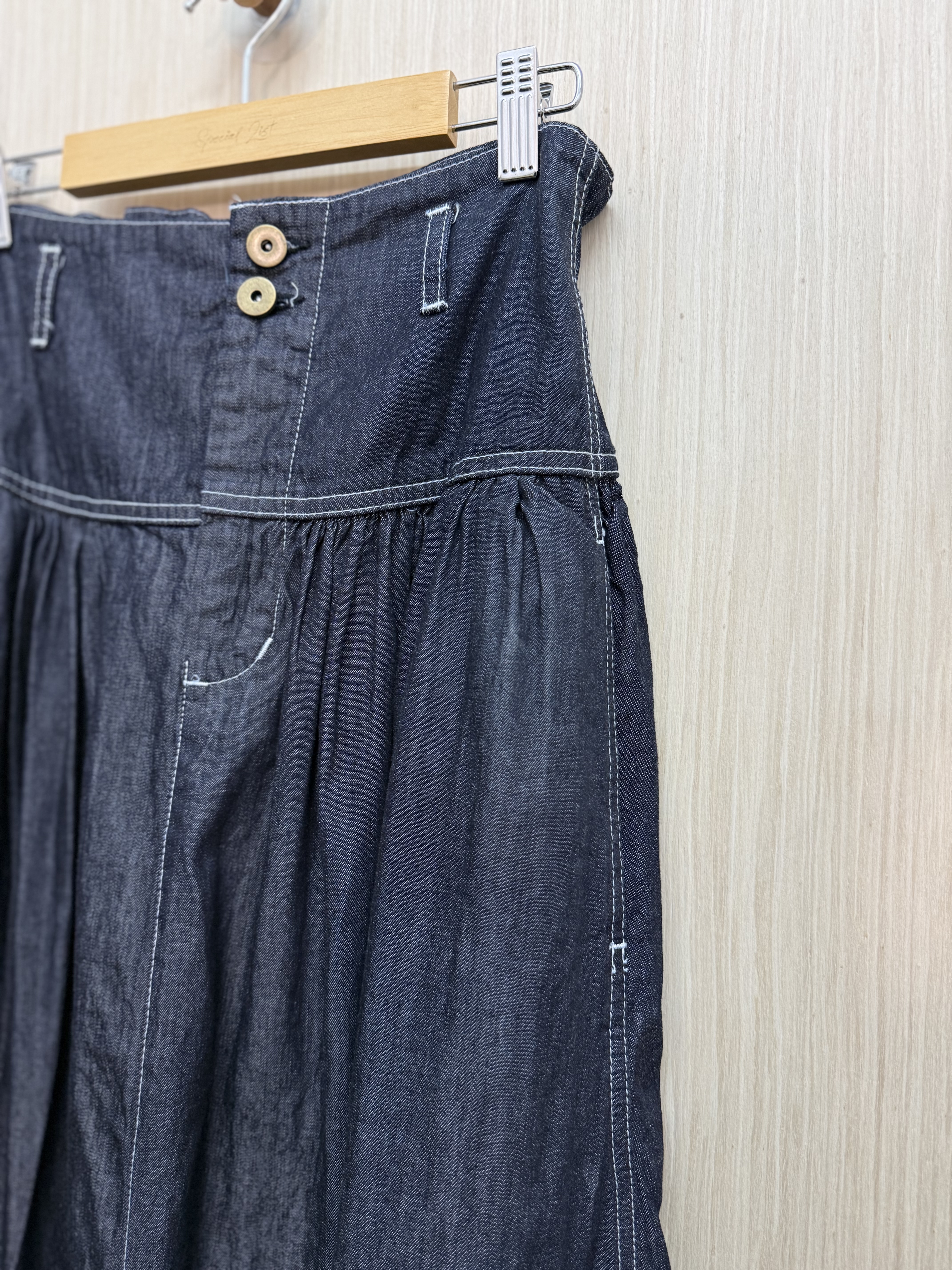 高腰明線薄牛仔裙