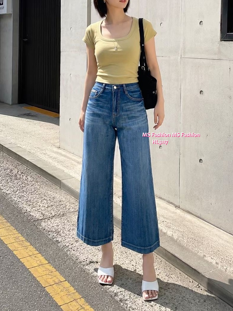 HL3117 韓國👖Howluk8分闊筒牛