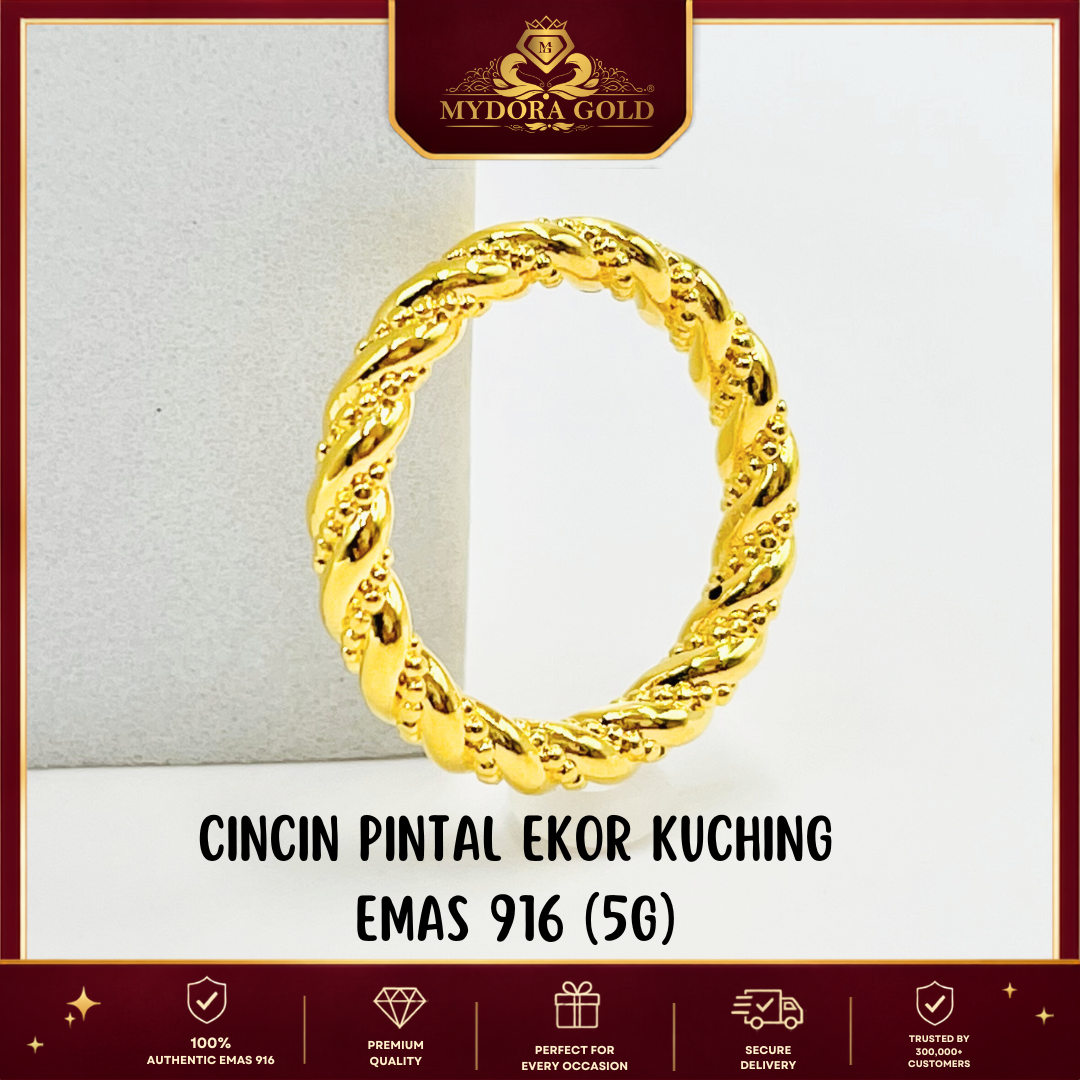 MYDORA Cincin Pintal Ekor Kucing (5G) l EMAS 916/22K