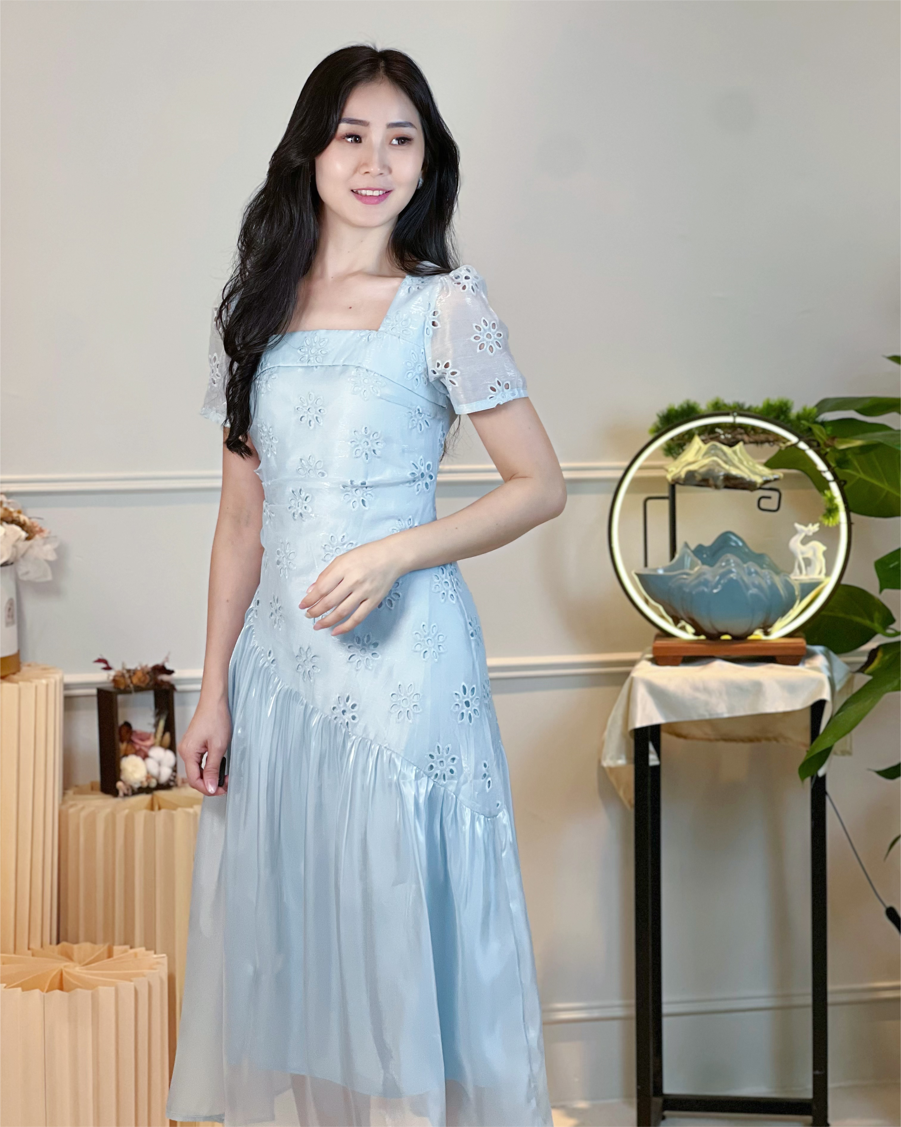 5098  Ingrid Luxe Embroidered Midi Dress