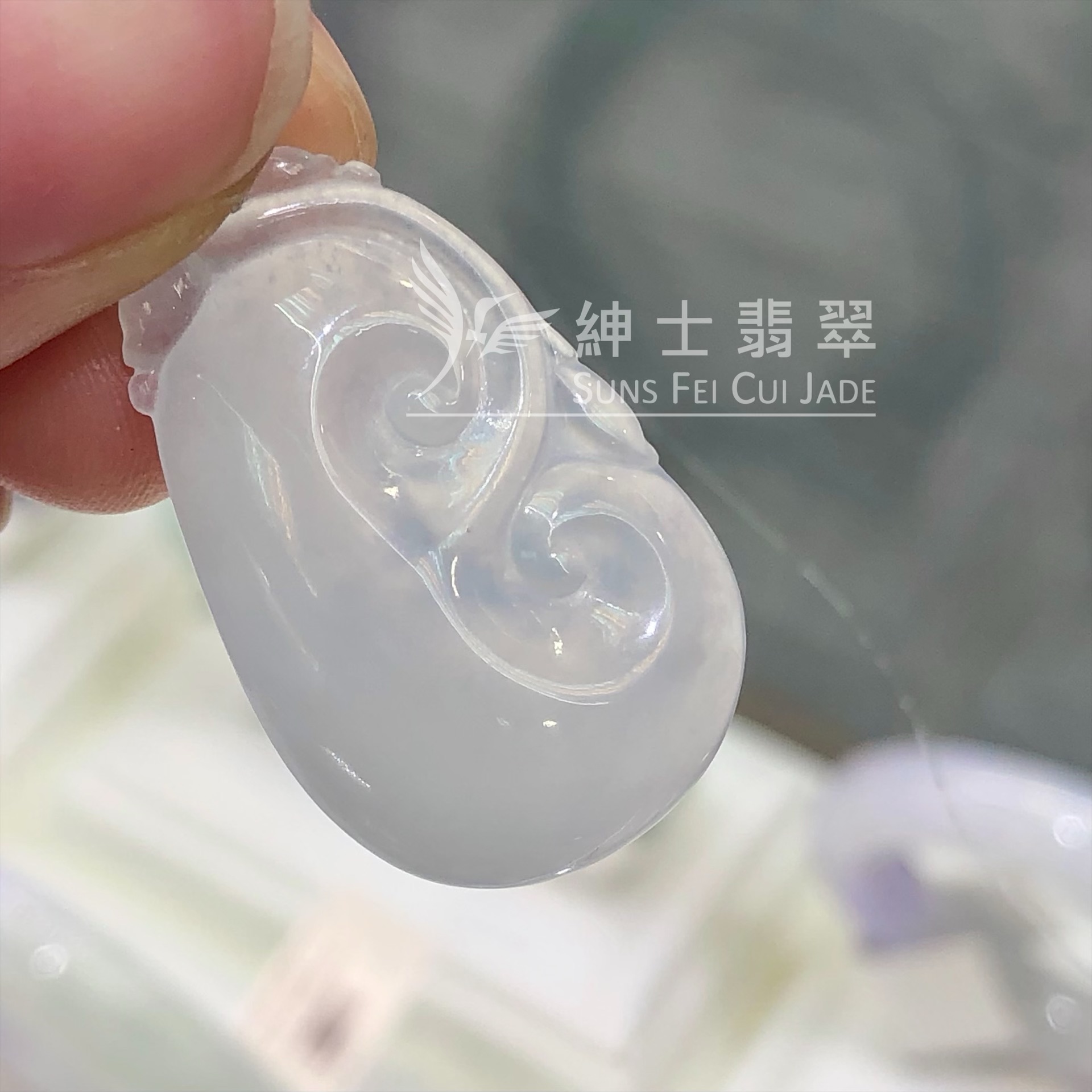 YK00037 糯冰如意連18k扣頭吊墜 