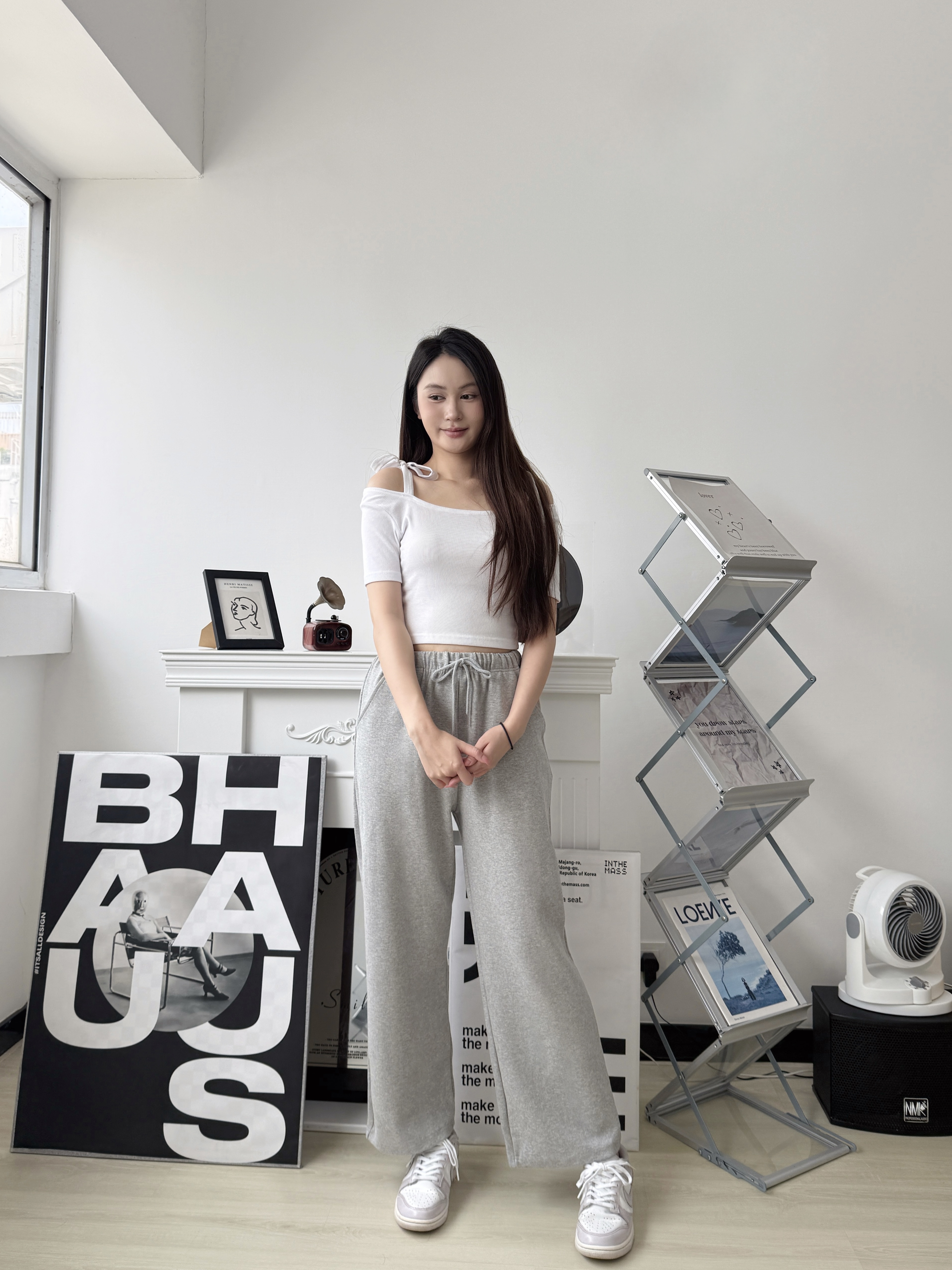 🇰🇷橡筋腰圍顯瘦闊褲 (灰色)