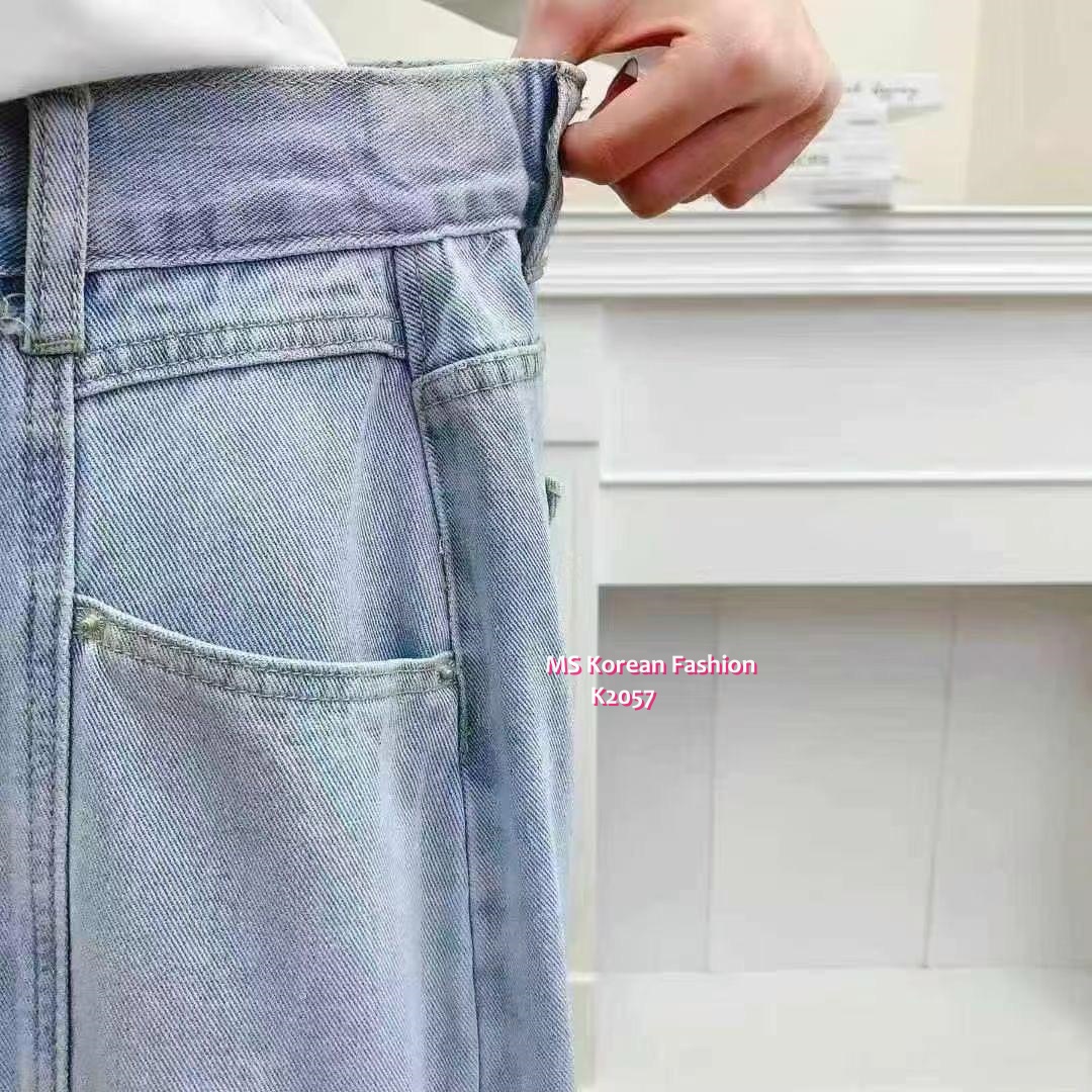 K2057 韓國🇰🇷中間骨牛仔闊褲