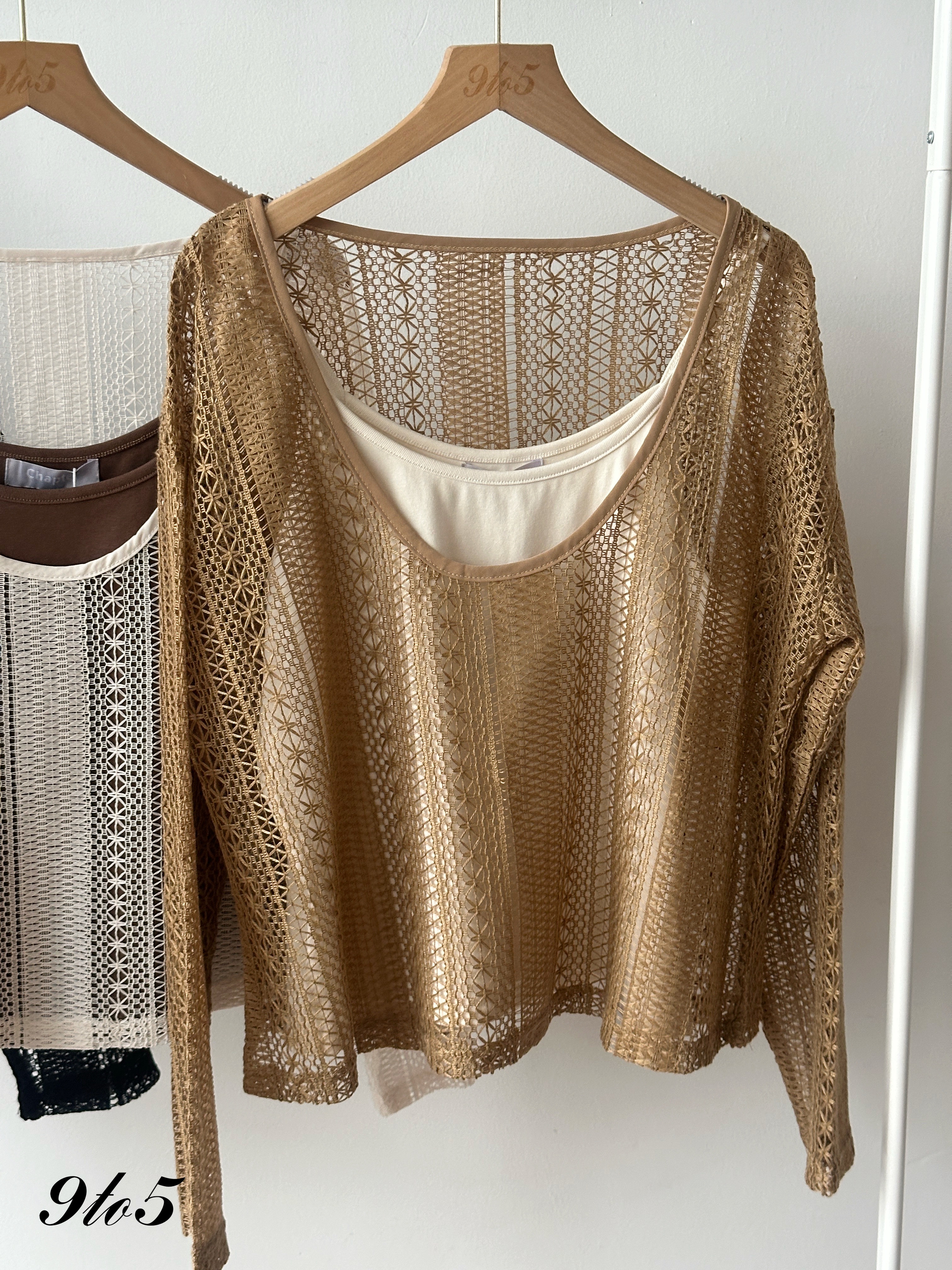 T4322 Two-Pieces Crochet Top - 3 Colors 