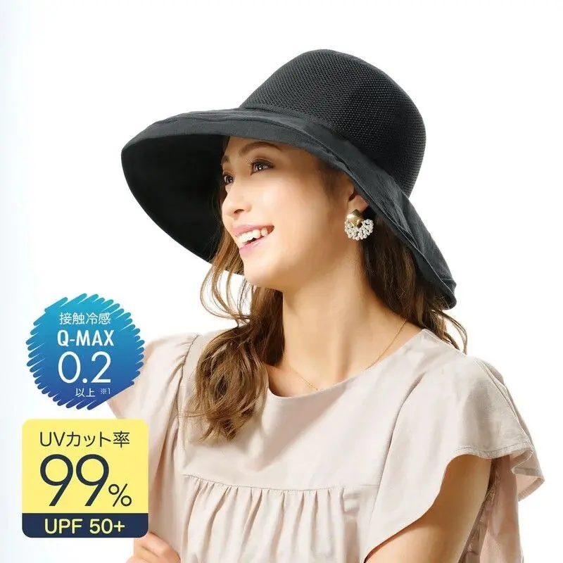 現貨🌸日本直送 |日本抗UV |接觸冷感 |防曬帽/太陽帽（黑色）