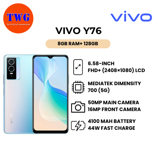 VIVO Y76 (2nd hand) 8+128GB BLUE 100% ORIGINAL MALAYSIA
