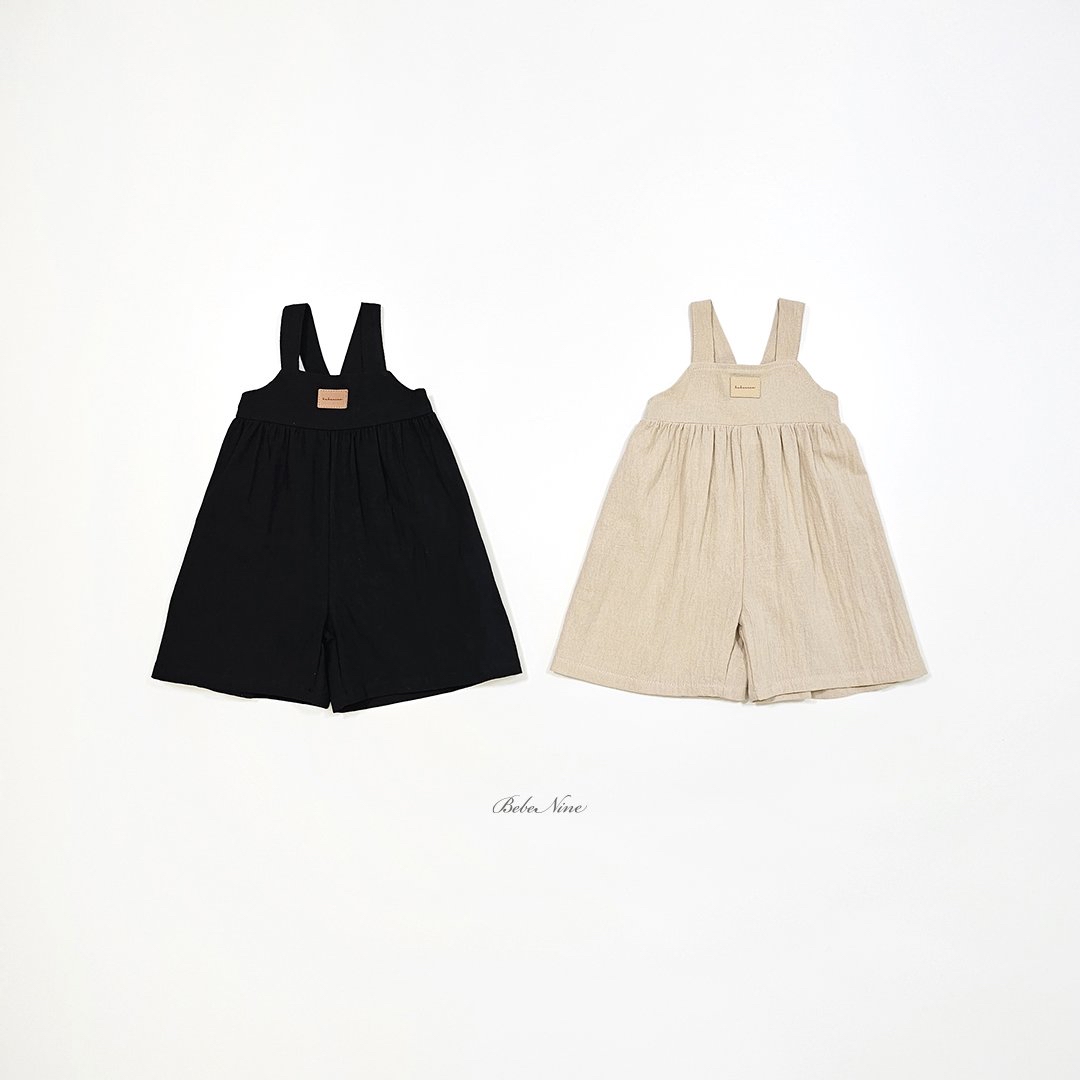 ☀️預訂 韓國直送☀️🇰🇷Bebenine兩色皮革標籤純棉吊帶連身褲