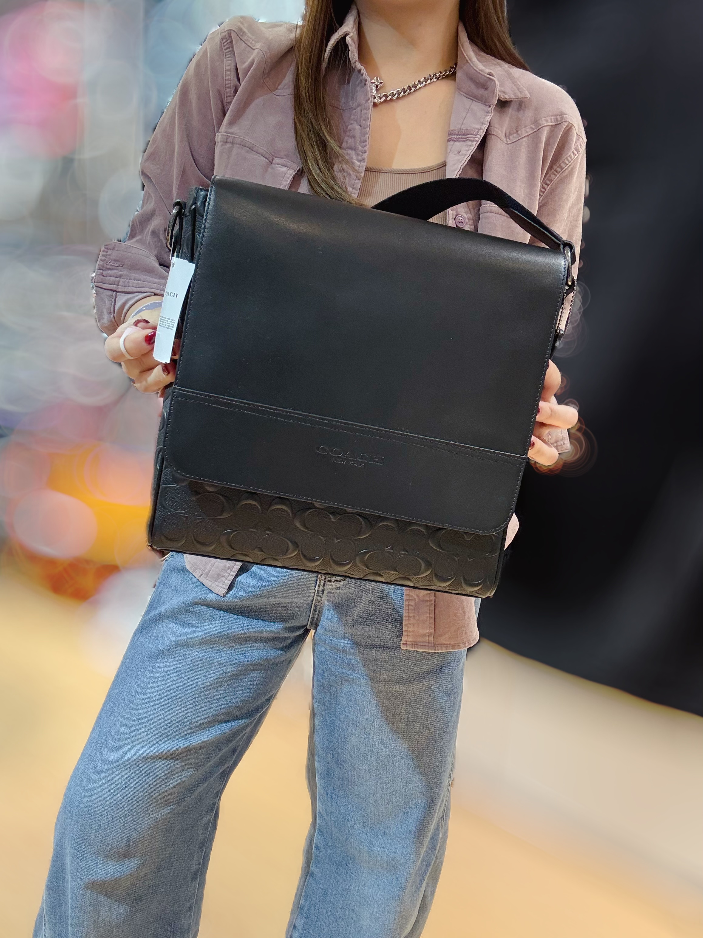 Coach Houston map bag sleather/blk