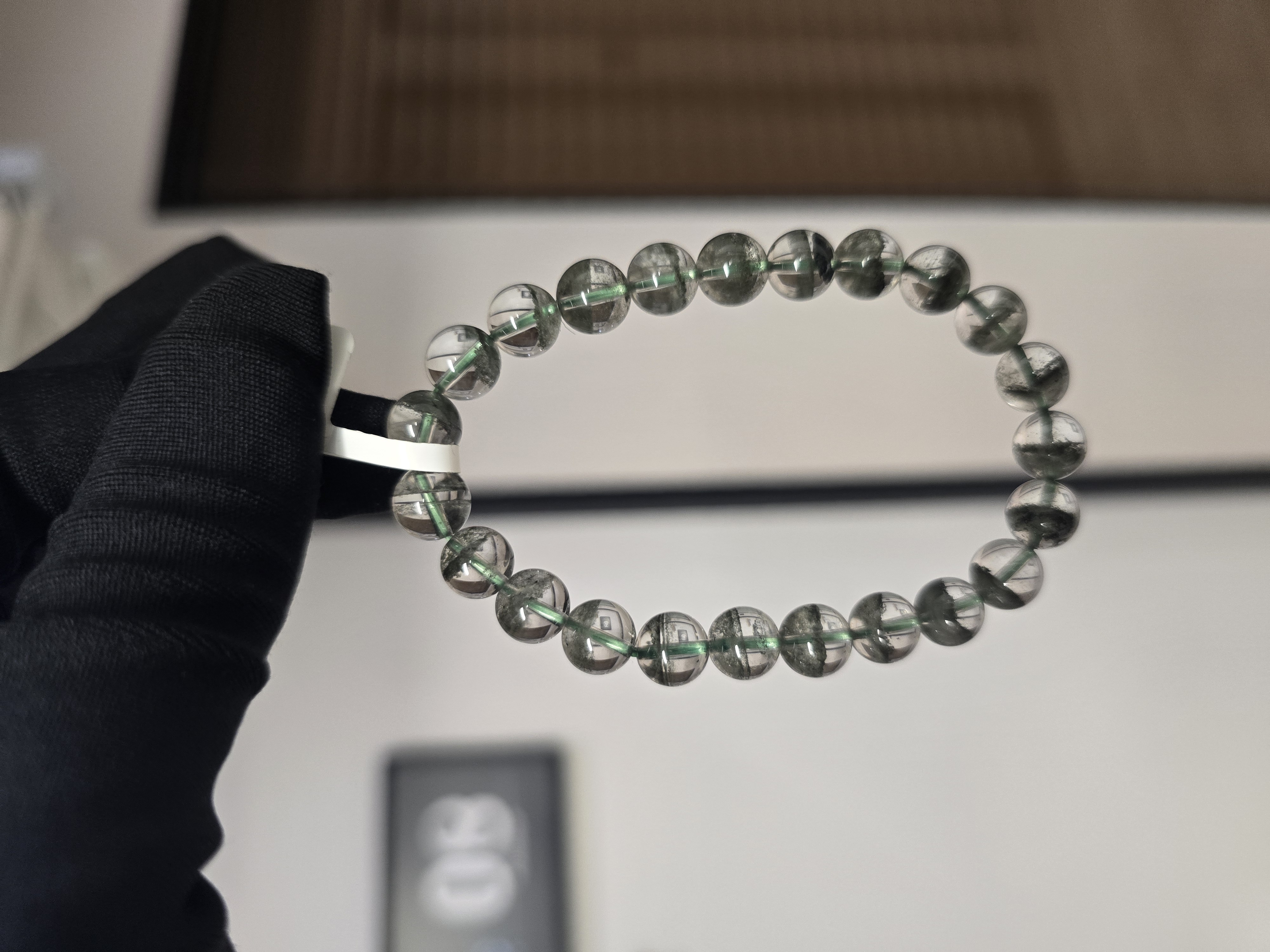 (收藏級)(一線天)高質聚寶盤半盤綠幽靈 8+mm (No.GPQ003)