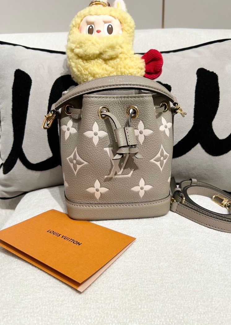 Lv Nano noe M46291 Bicolor Monogram Empreinte Leather 100%Authentic,98%New ✅專門店收據✅塵袋✅Box