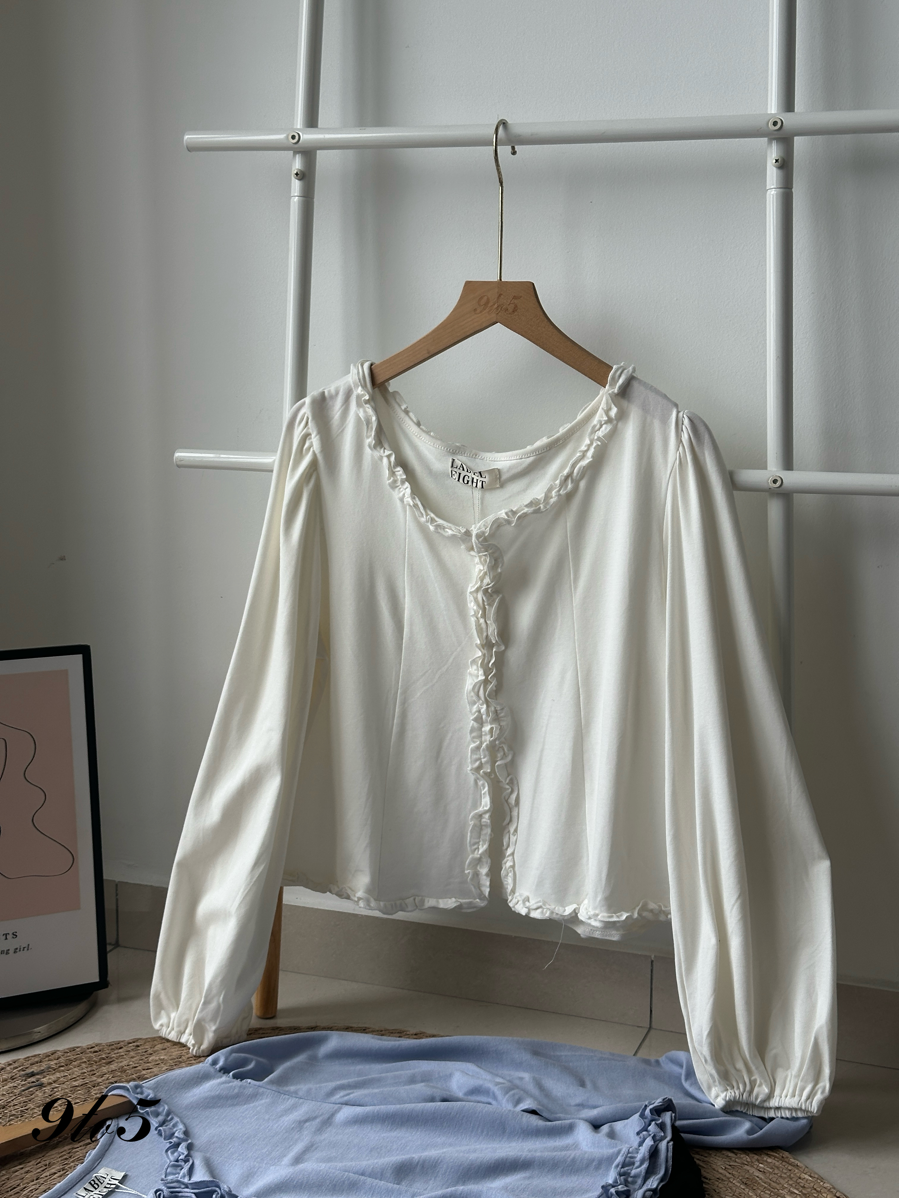 T4114 Long Sleeve Ruffle Blouse - 3 Colors 