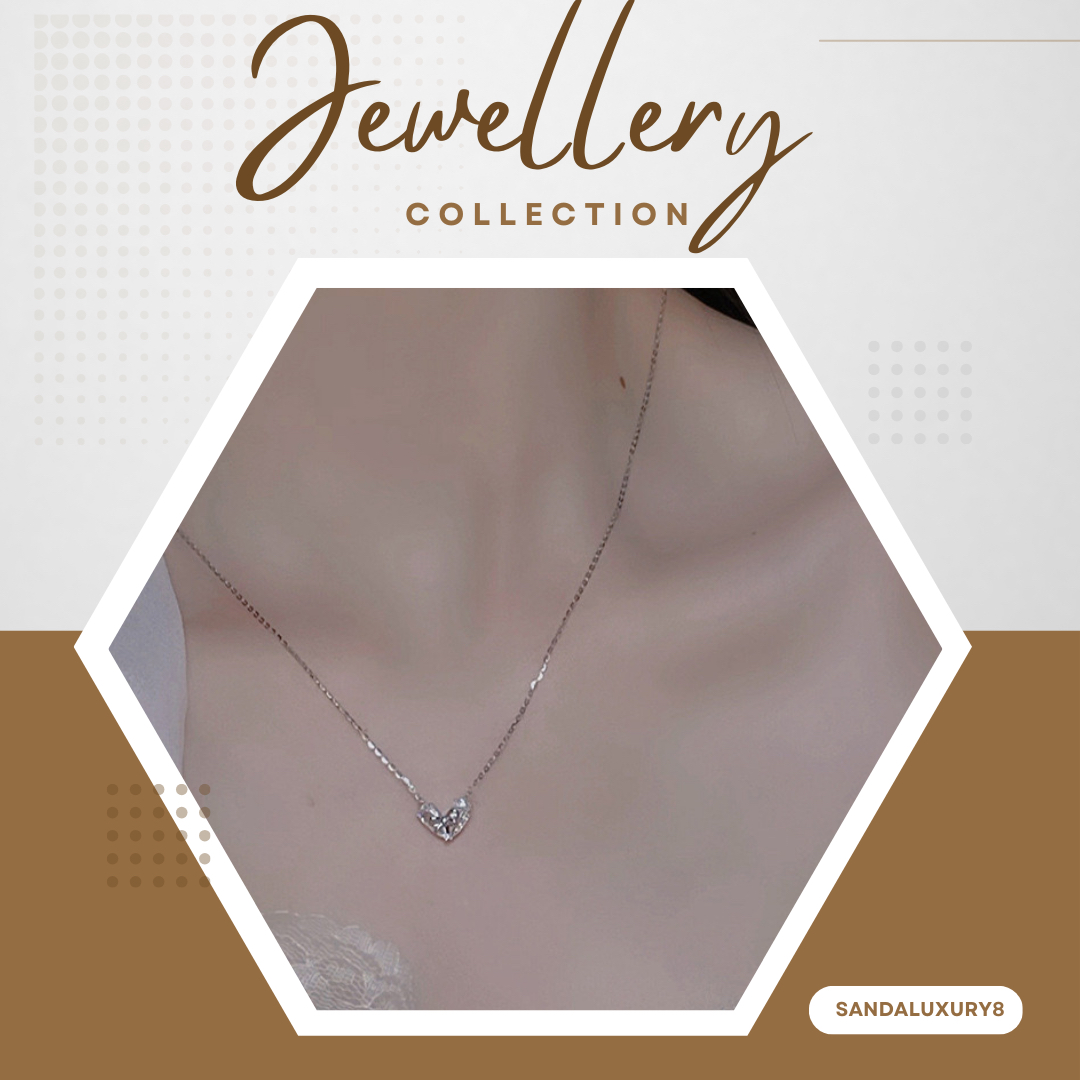 Silver Heart Diamond Necklace  - Luxury Jewelry 