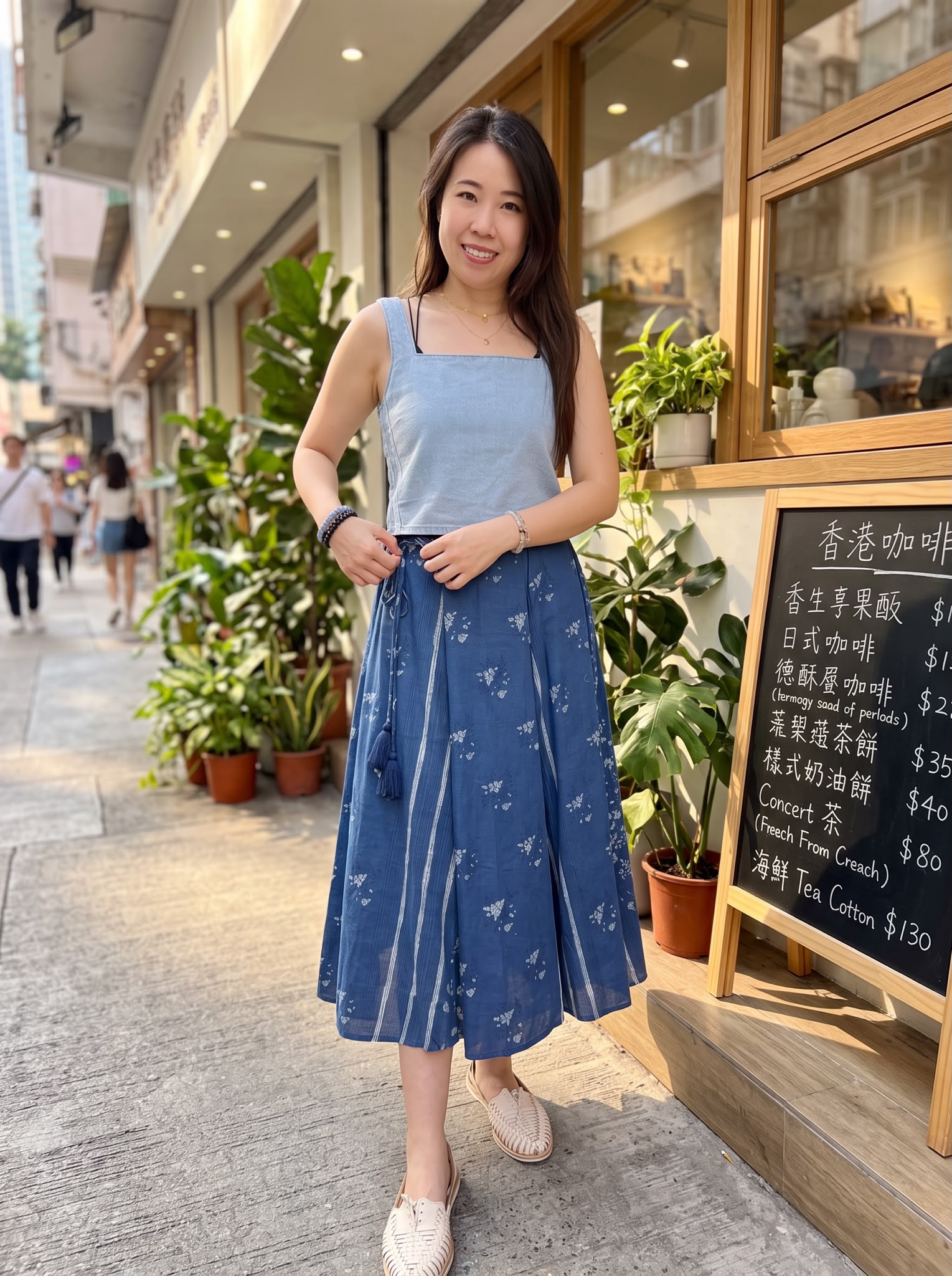 2881 Light Blue Square Neck Sleevelss Top 16"