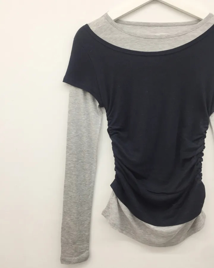 Layered Ruched Long Sleeve Top