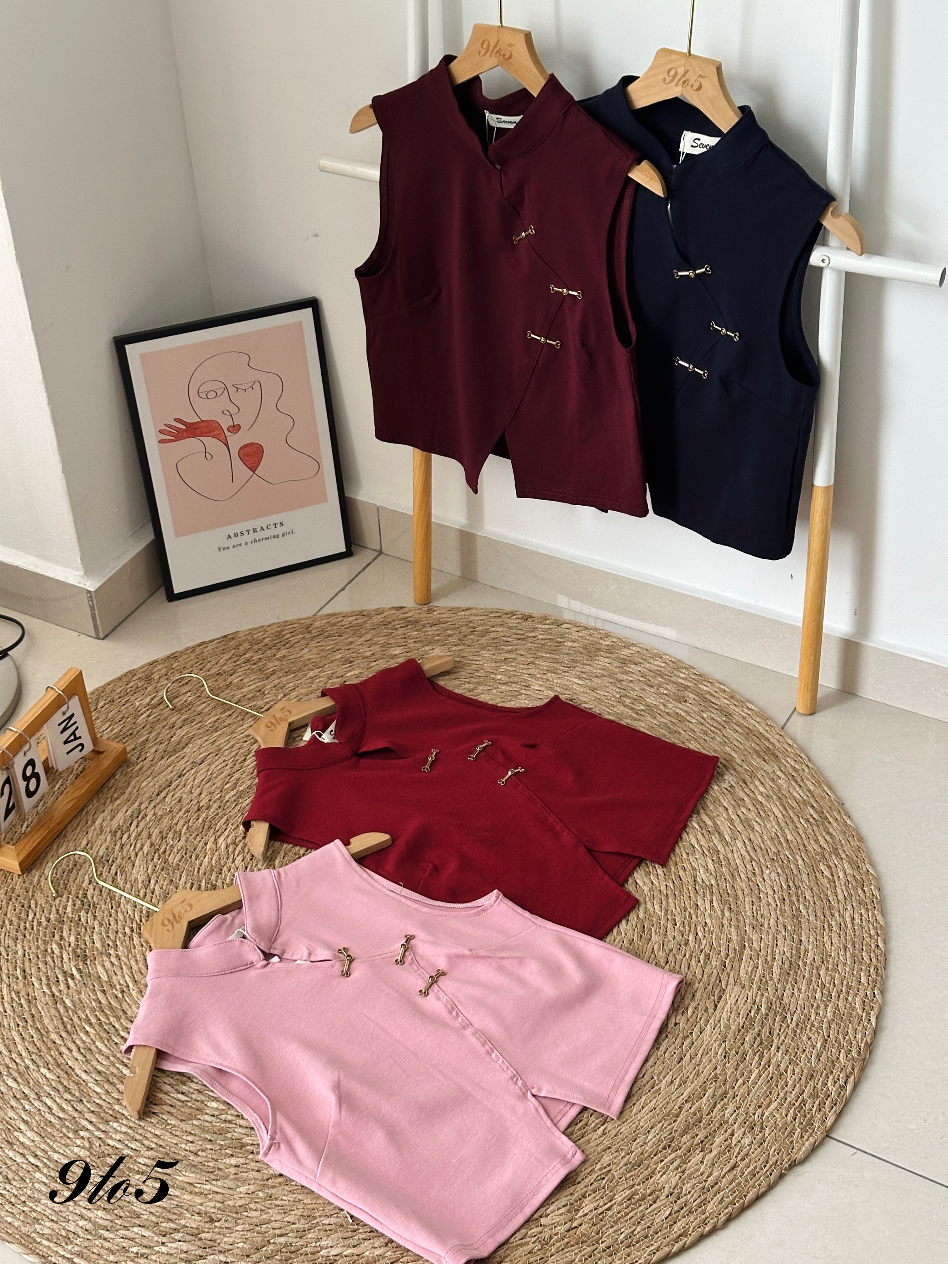 T3936 Sleeveless Cheongsam Top - 4 Colors