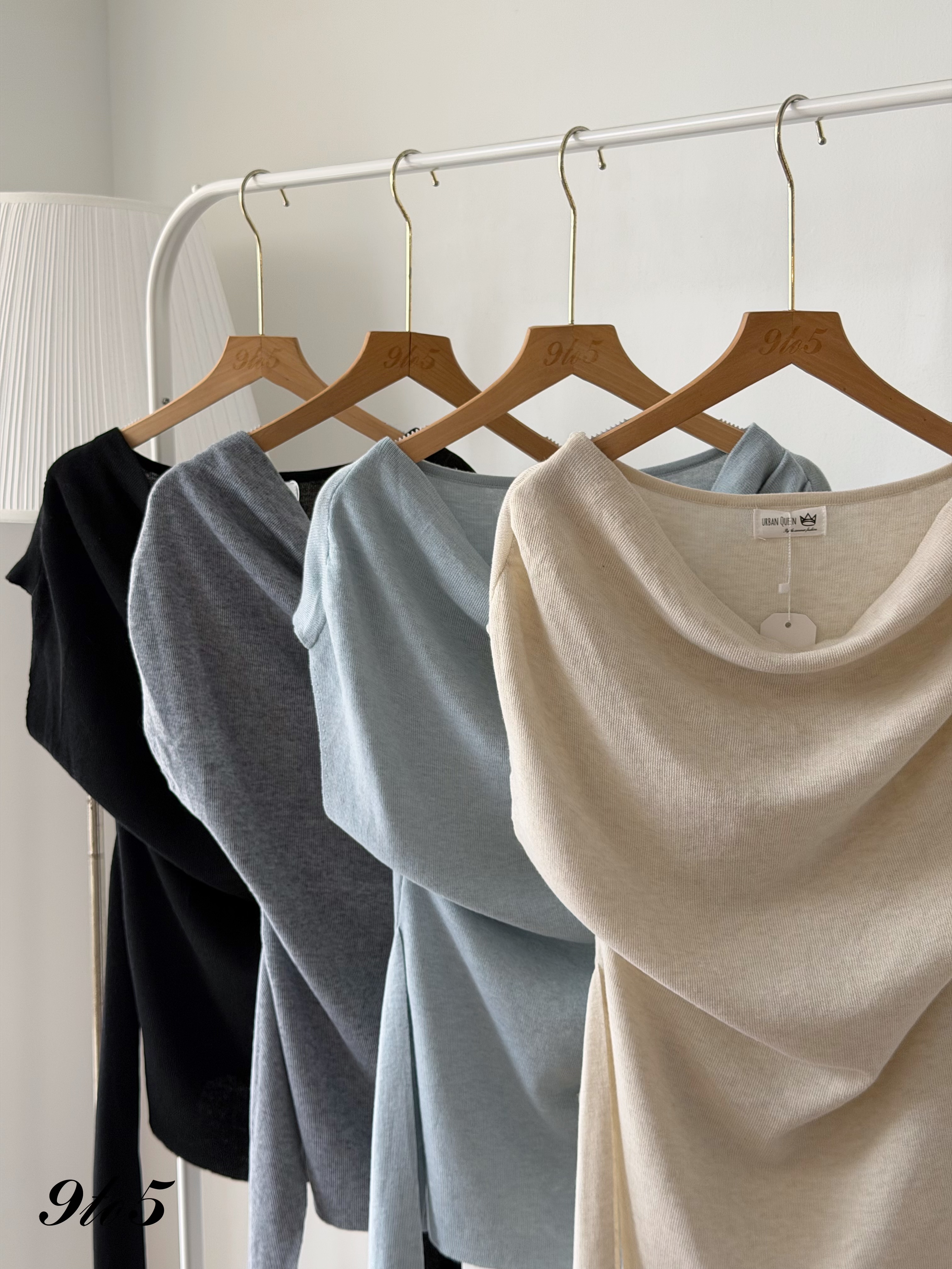 T4525 Boat Neck Tie-waist Knit Top - 4 Colors 
