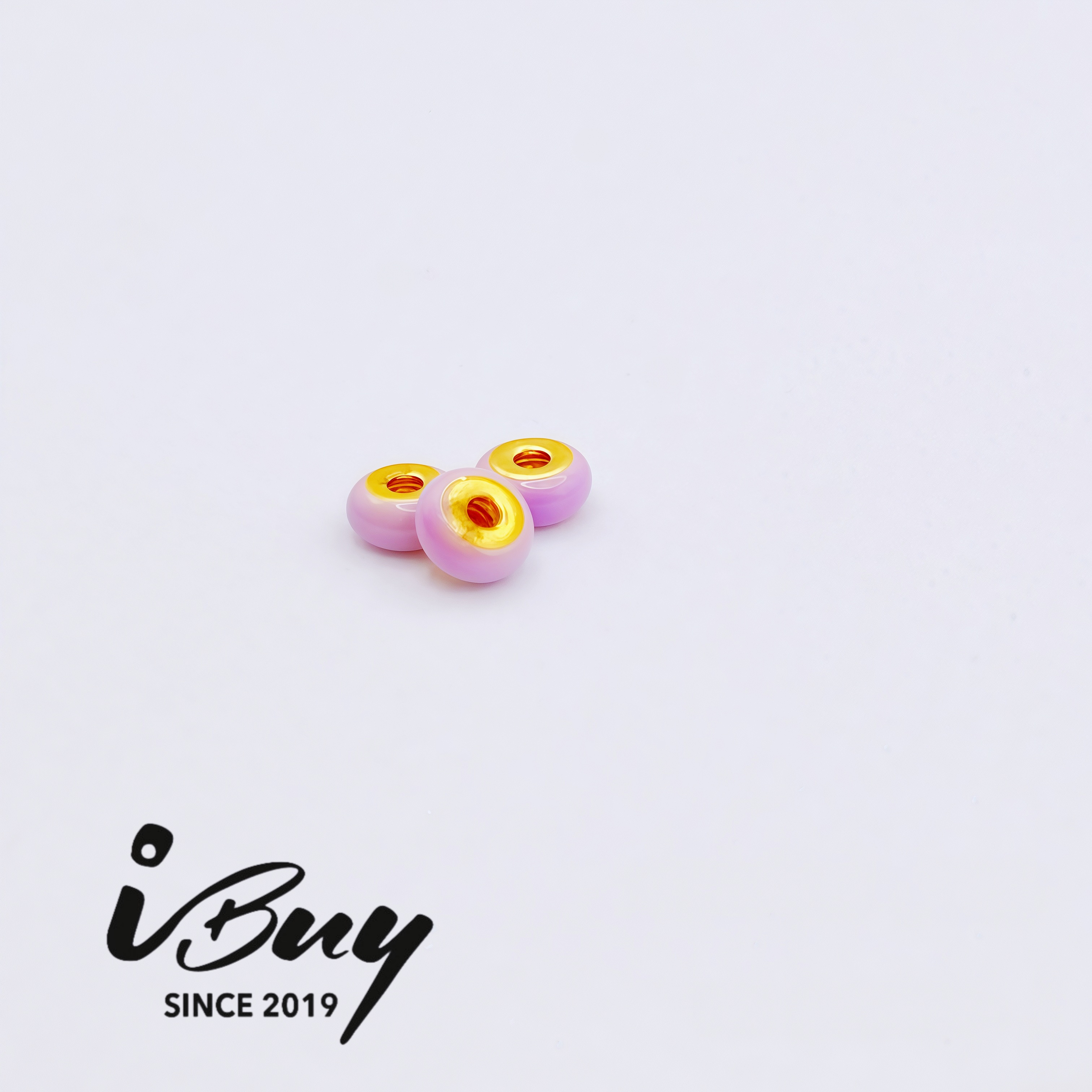999 GOLD 2MM ENAMEL DOPAMINE SPACED BEAD - LILAC PURPLE 999 金 2MM珐琅隔离珠- 丁香紫色