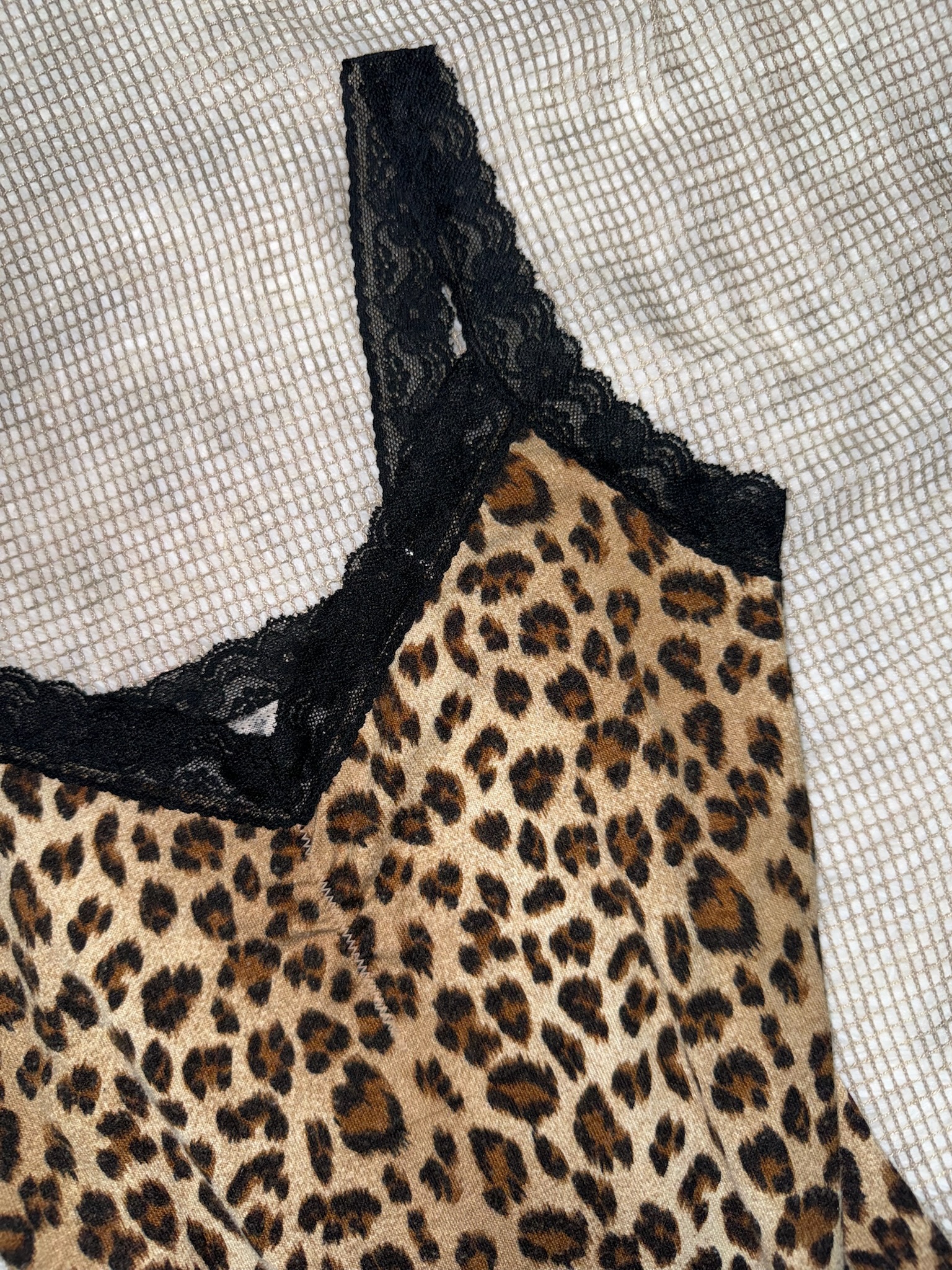 Leopard Print Lace Trim Cami Top