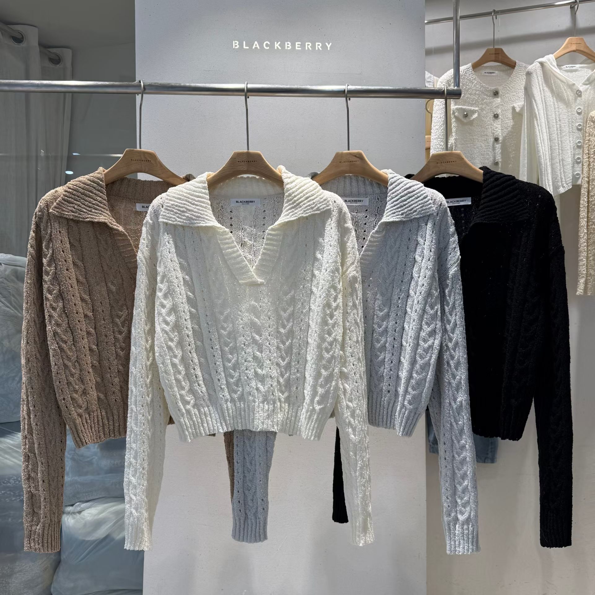 麻花有領針織top 